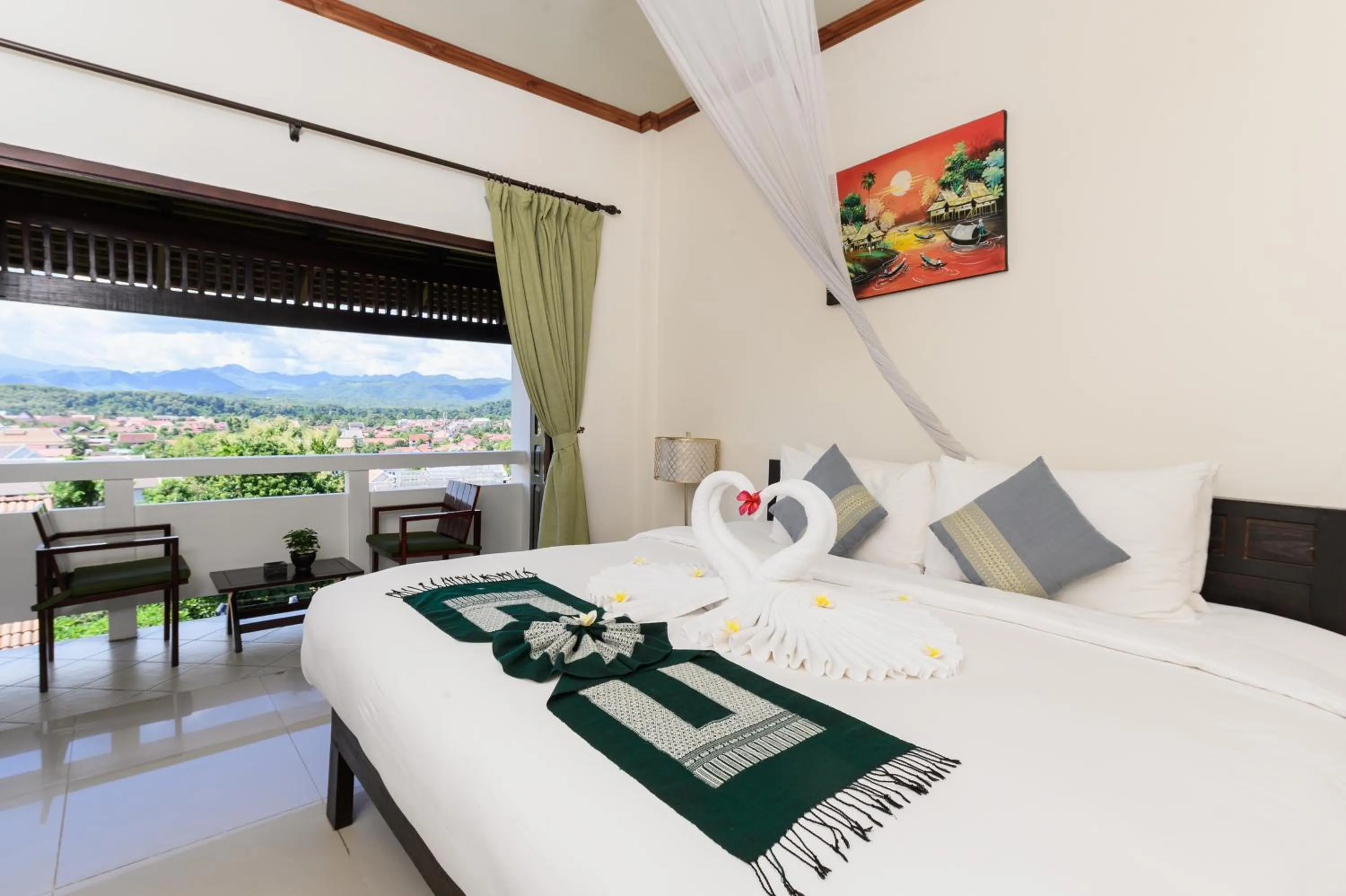 View (from property/room), Bed in Luang Prabang View Hotel