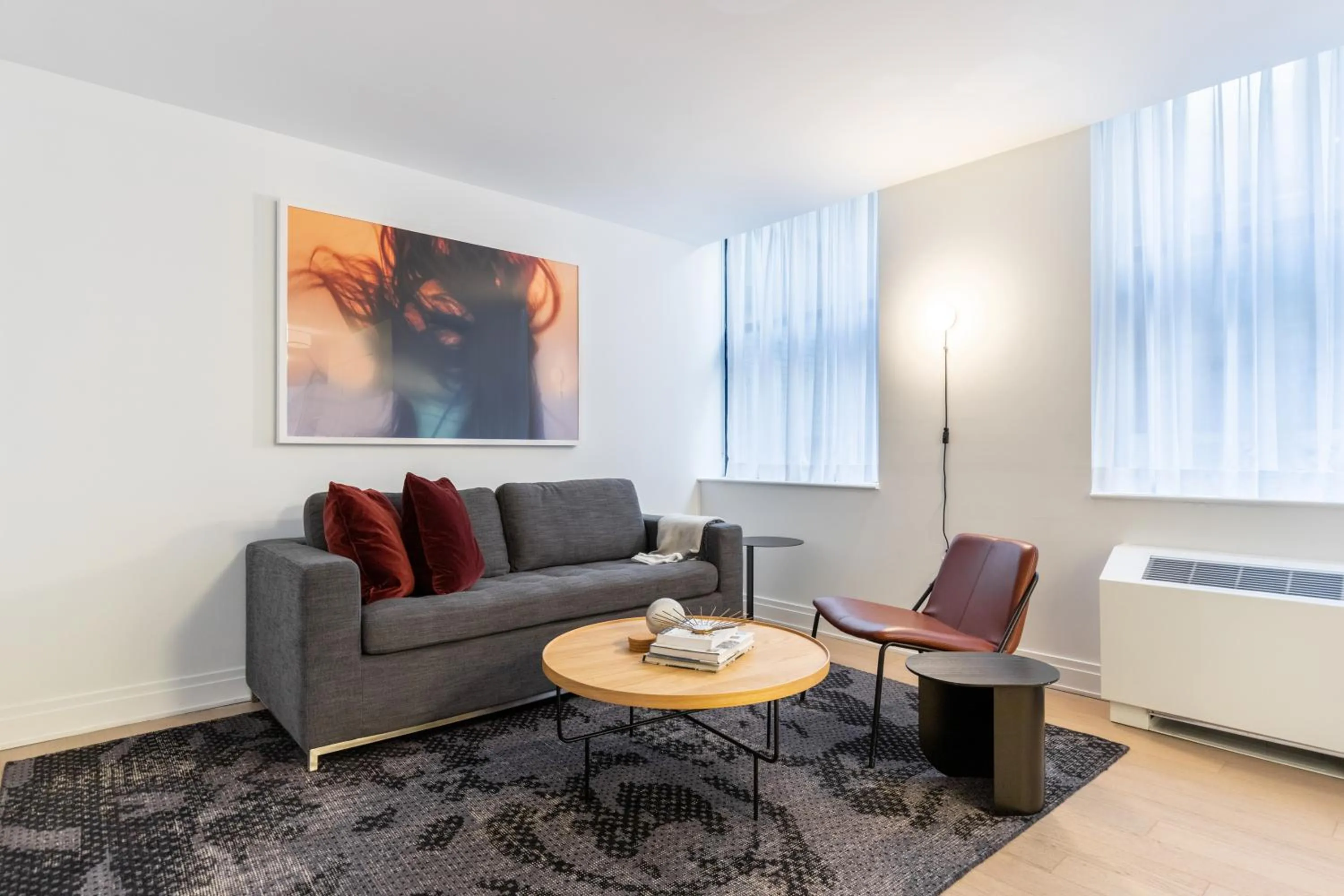 Seating area in Mint House at 70 Pine