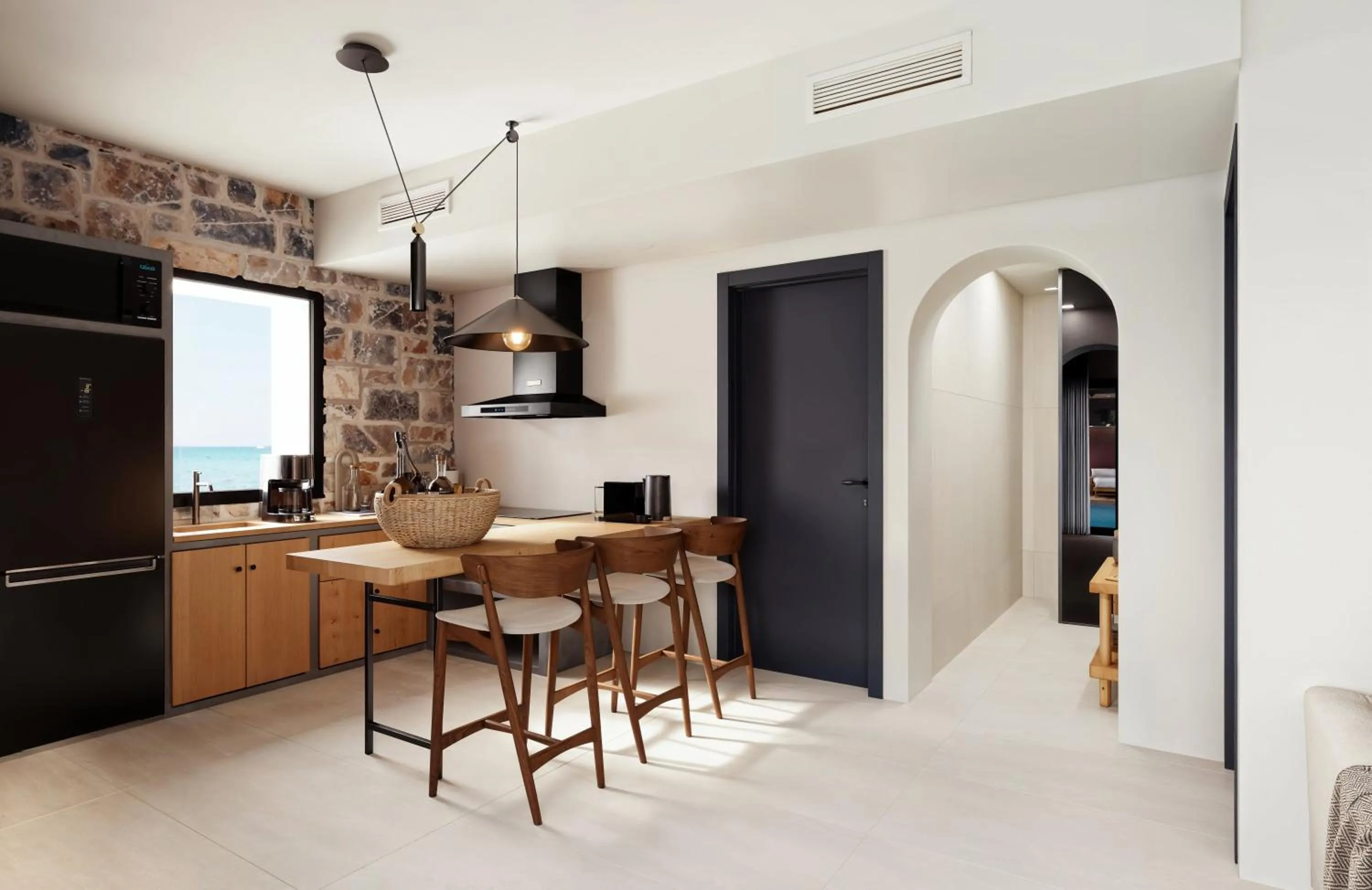 Kitchen or kitchenette in Volta Seaside Boutique Hotel