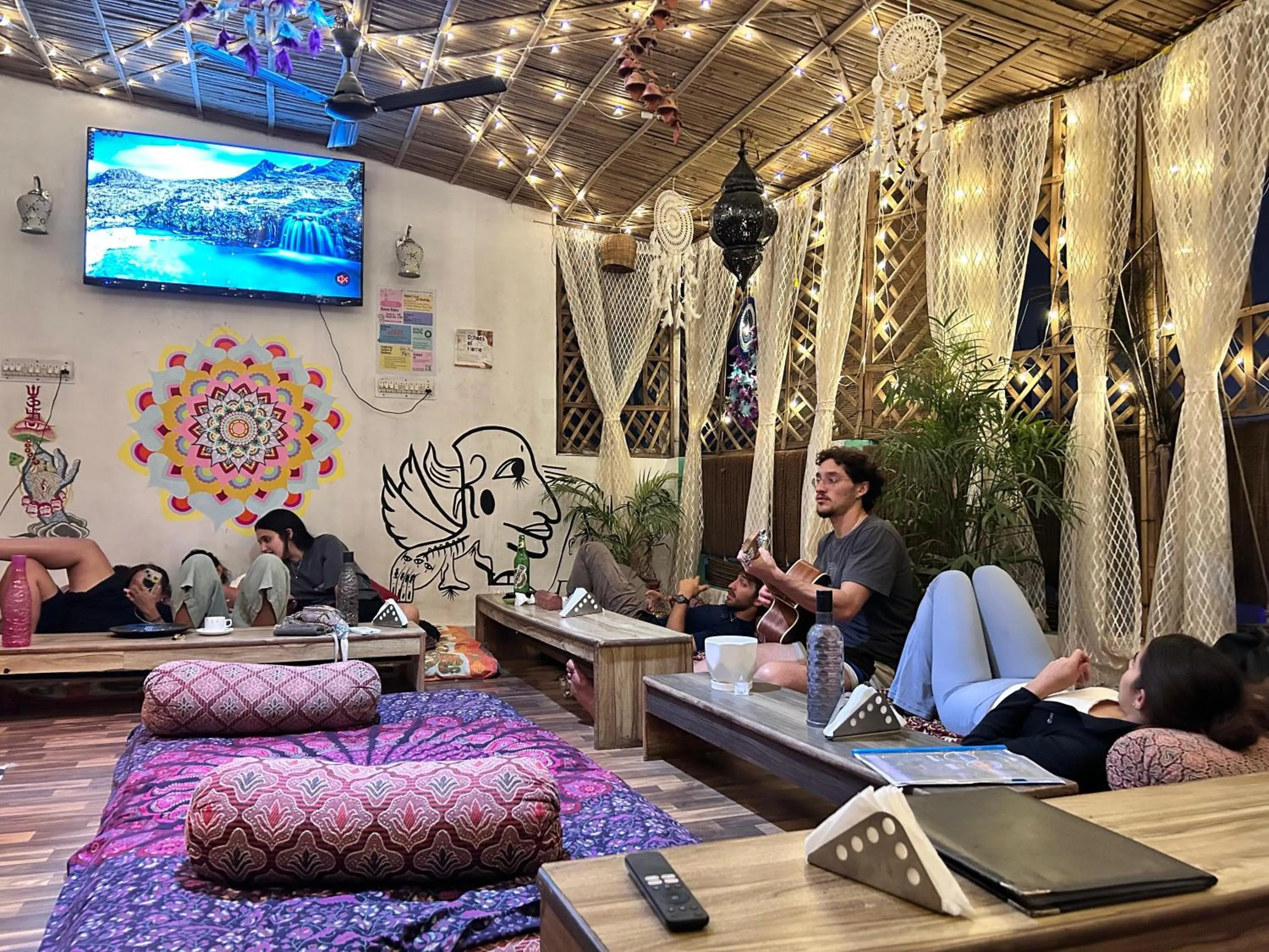 TV and multimedia in The Pink Chapter Hostel, Jaipur