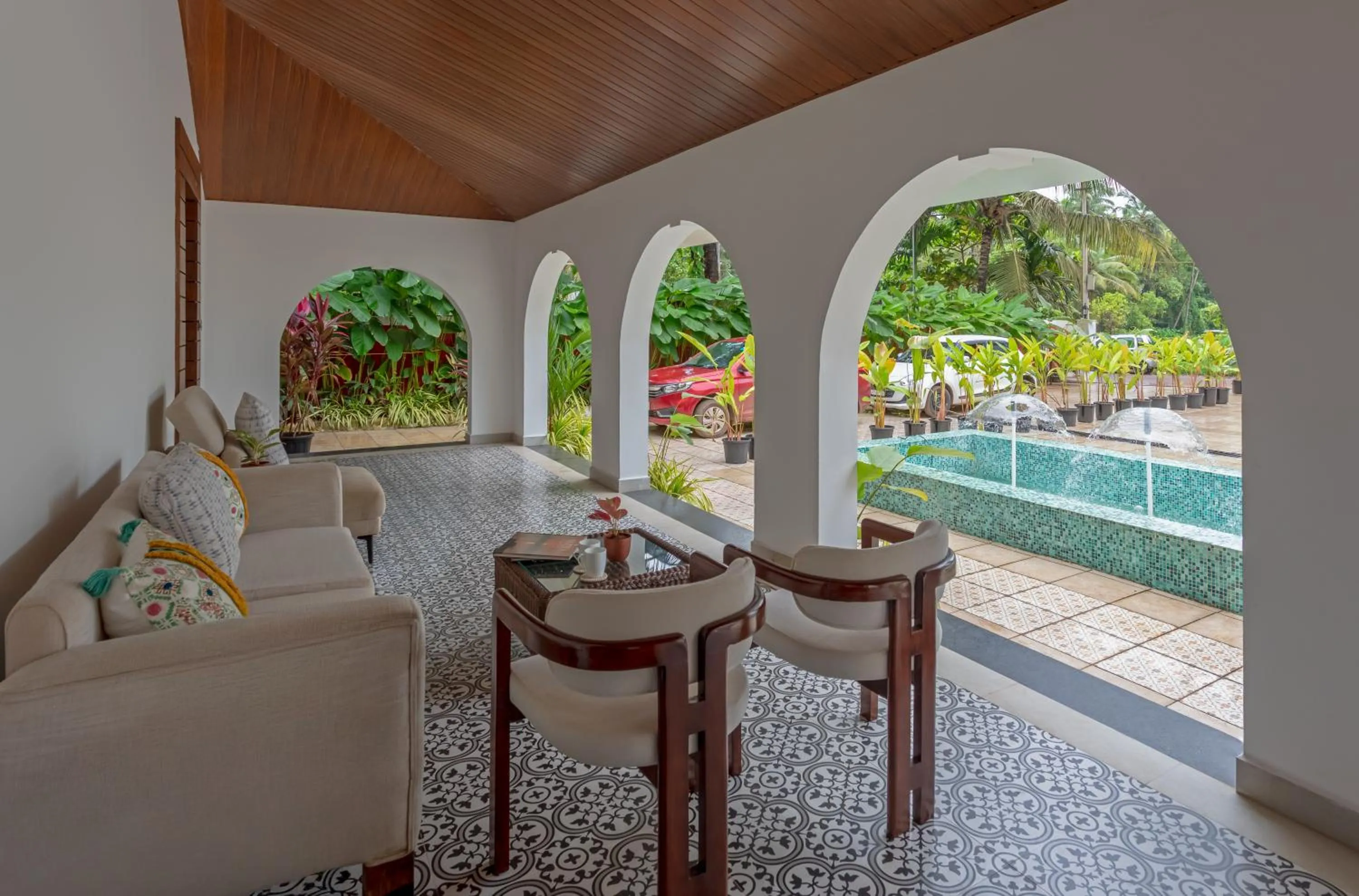 Seating area in Lamrin Morjim Goa