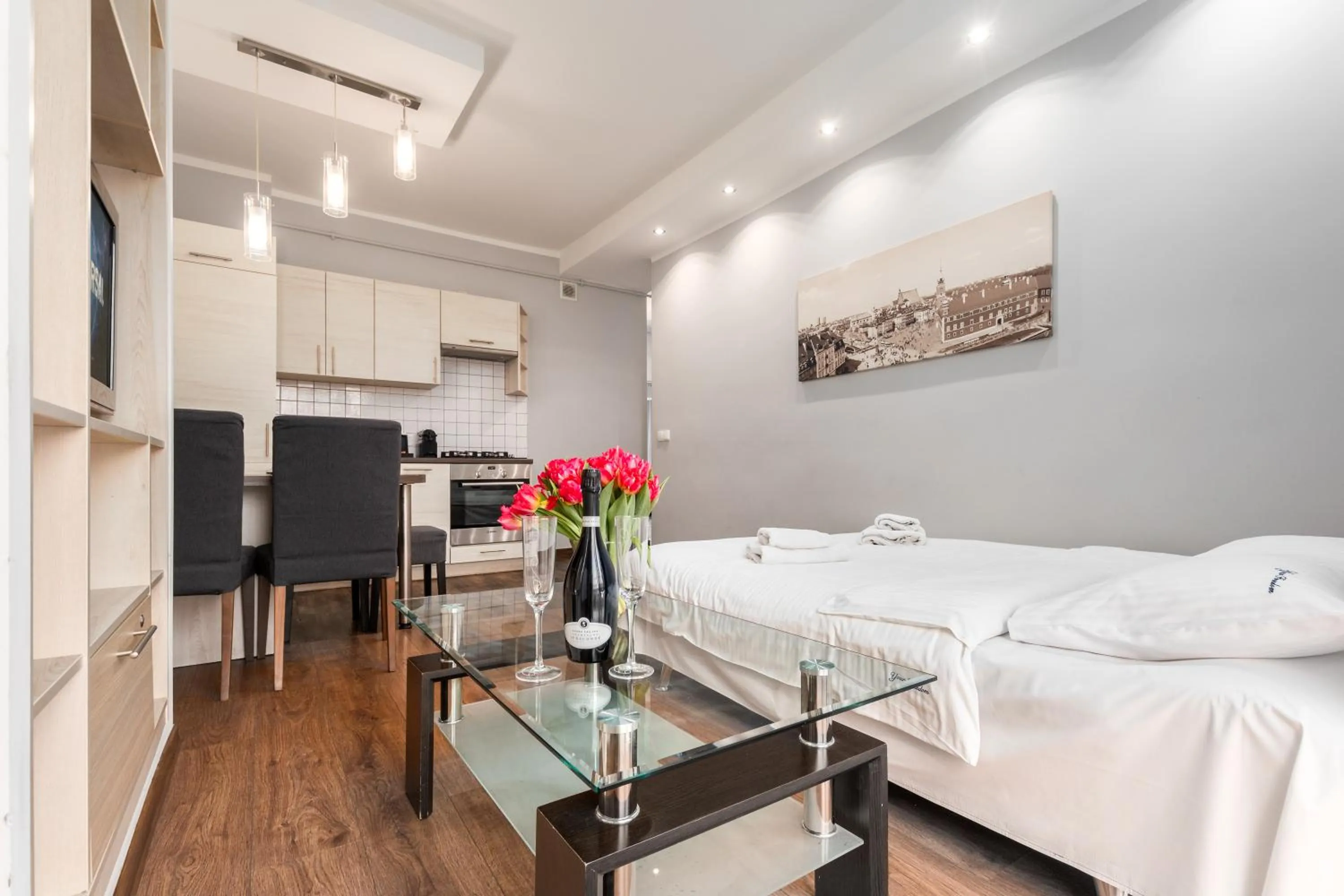 Living room, Bed in Apartament Chmielna by Your Freedom