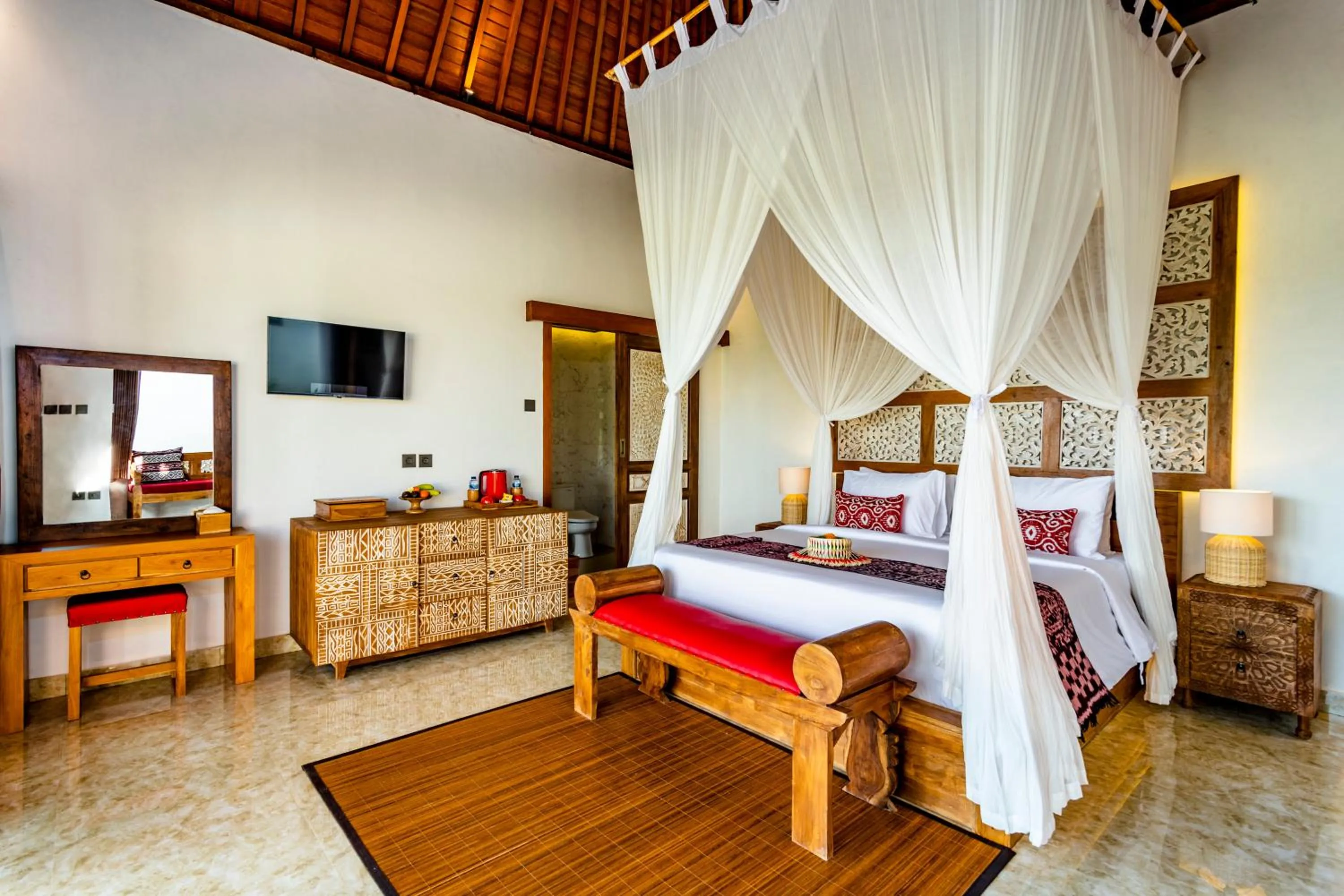 TV and multimedia, Bed in Akshaya Resort Ubud by Dhananjaya Hospitality