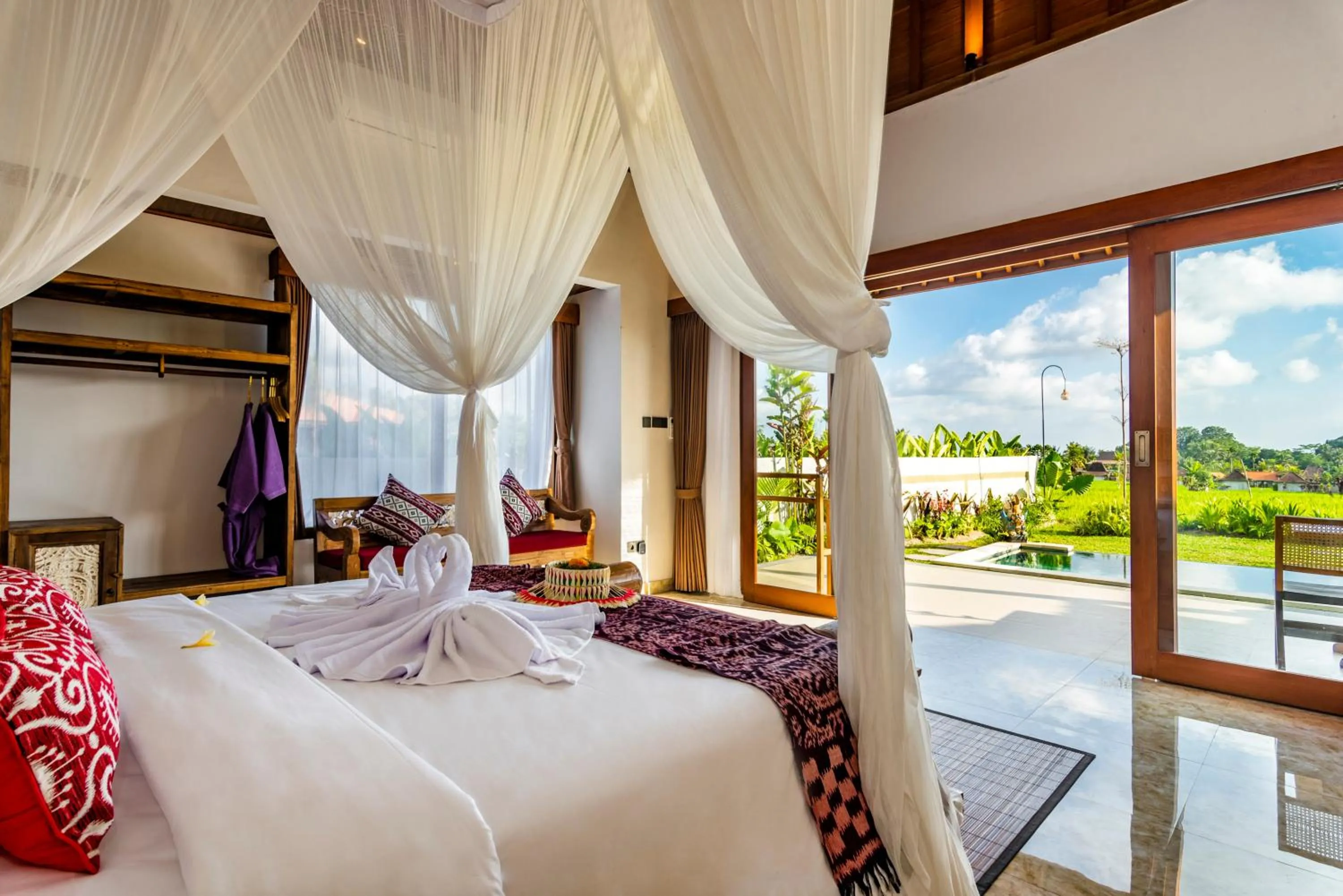 View (from property/room), Bed in Akshaya Resort Ubud by Dhananjaya Hospitality