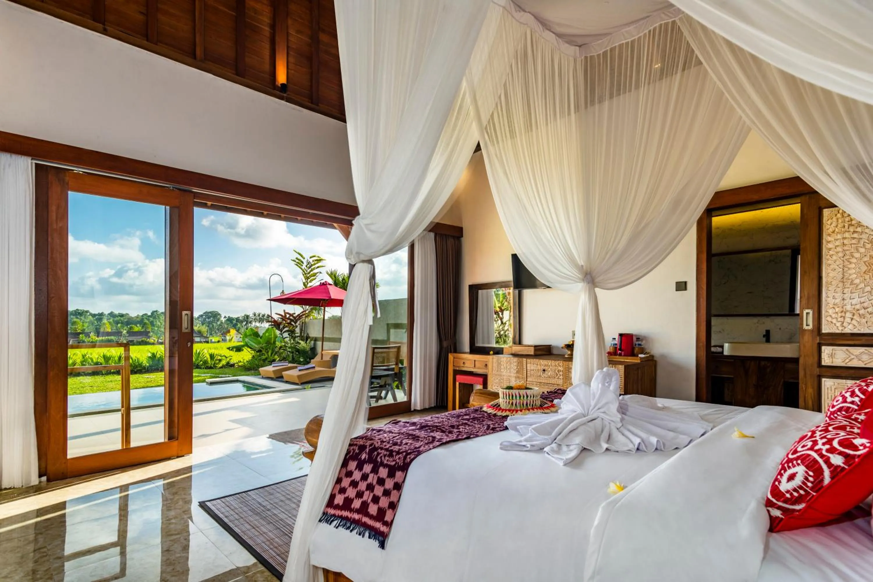 Balcony/Terrace, Bed in Akshaya Resort Ubud by Dhananjaya Hospitality