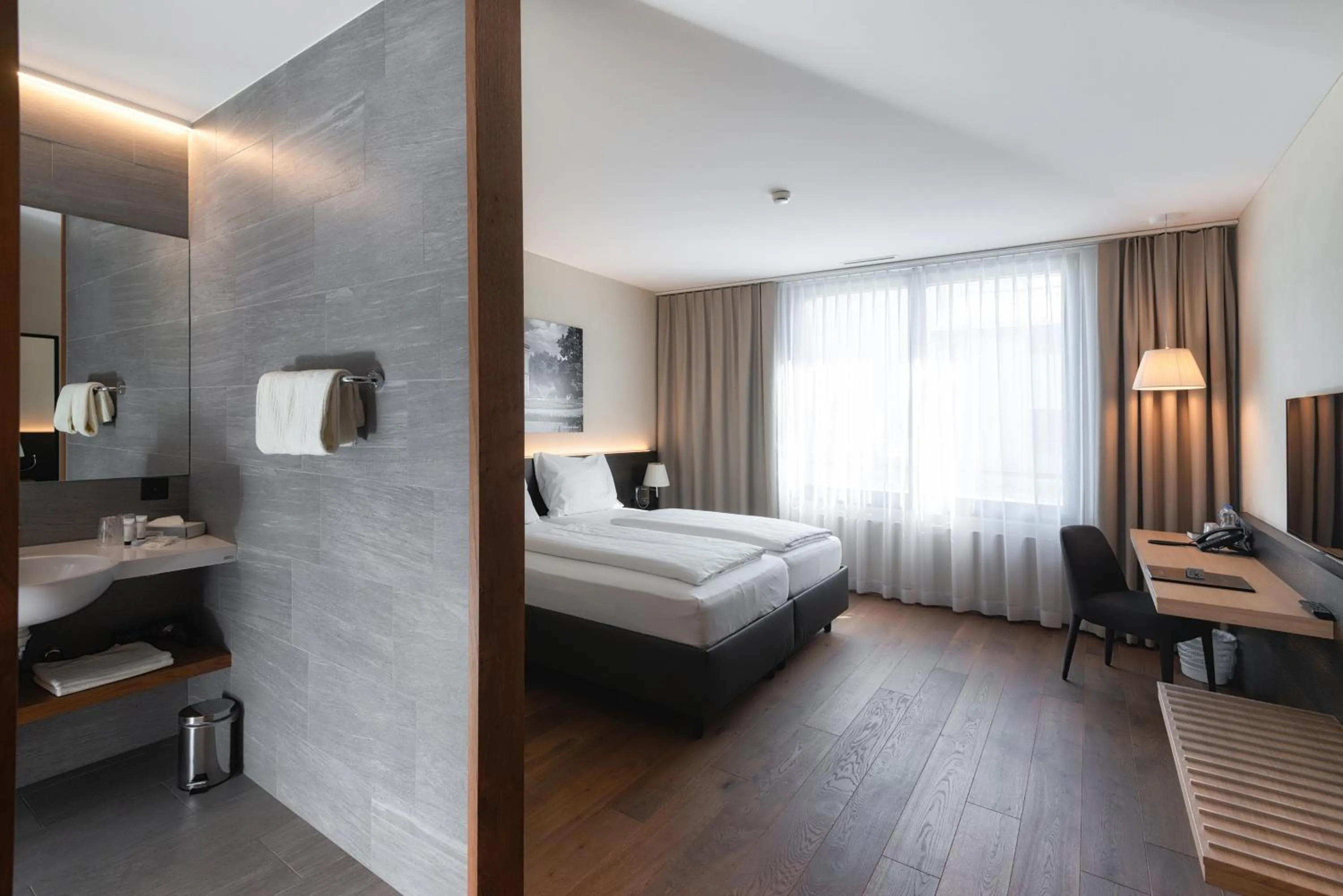 Photo of the whole room, Bed in Hotel one66 (free parking garage)