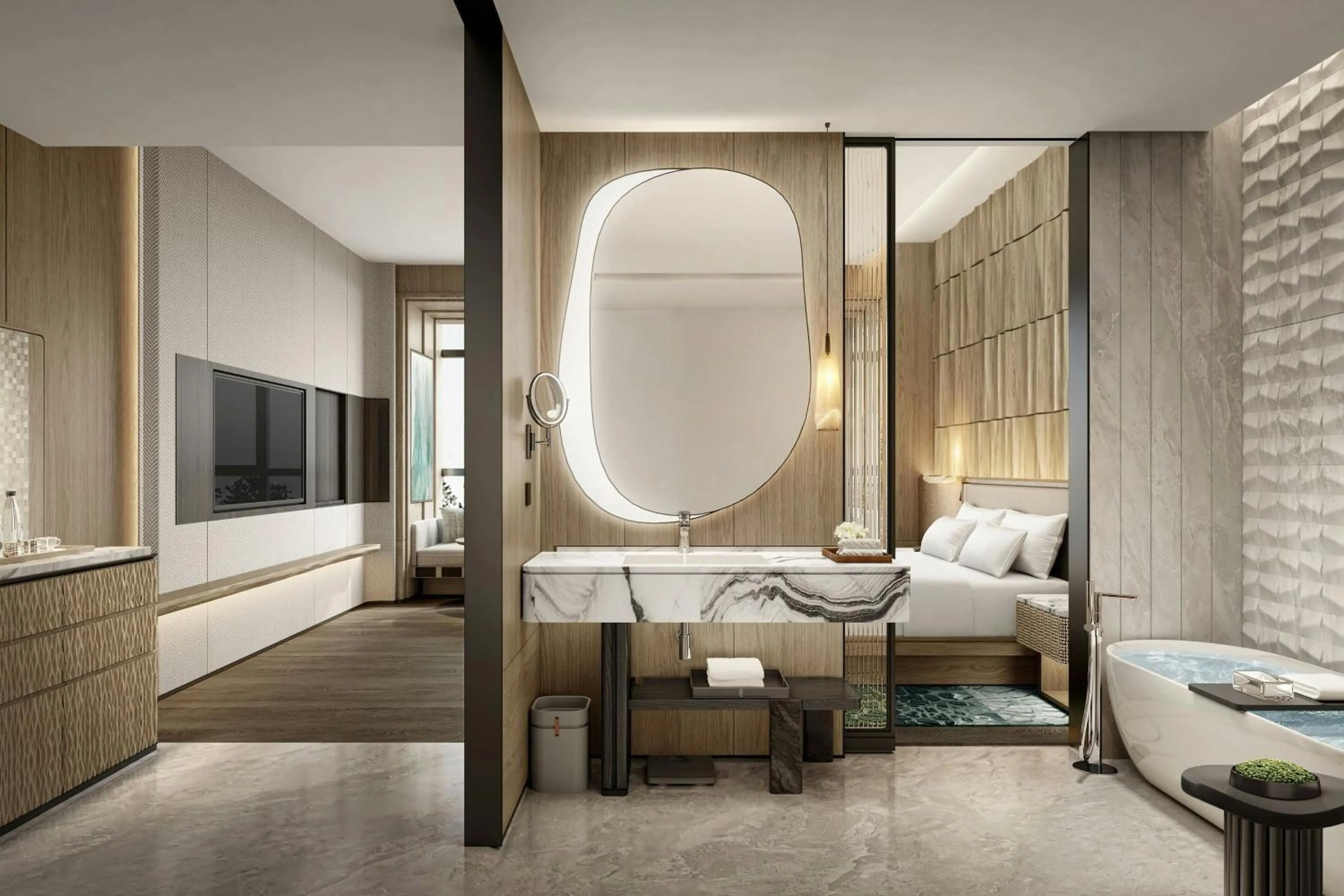 Bathroom, Bed in The Westin Yichang