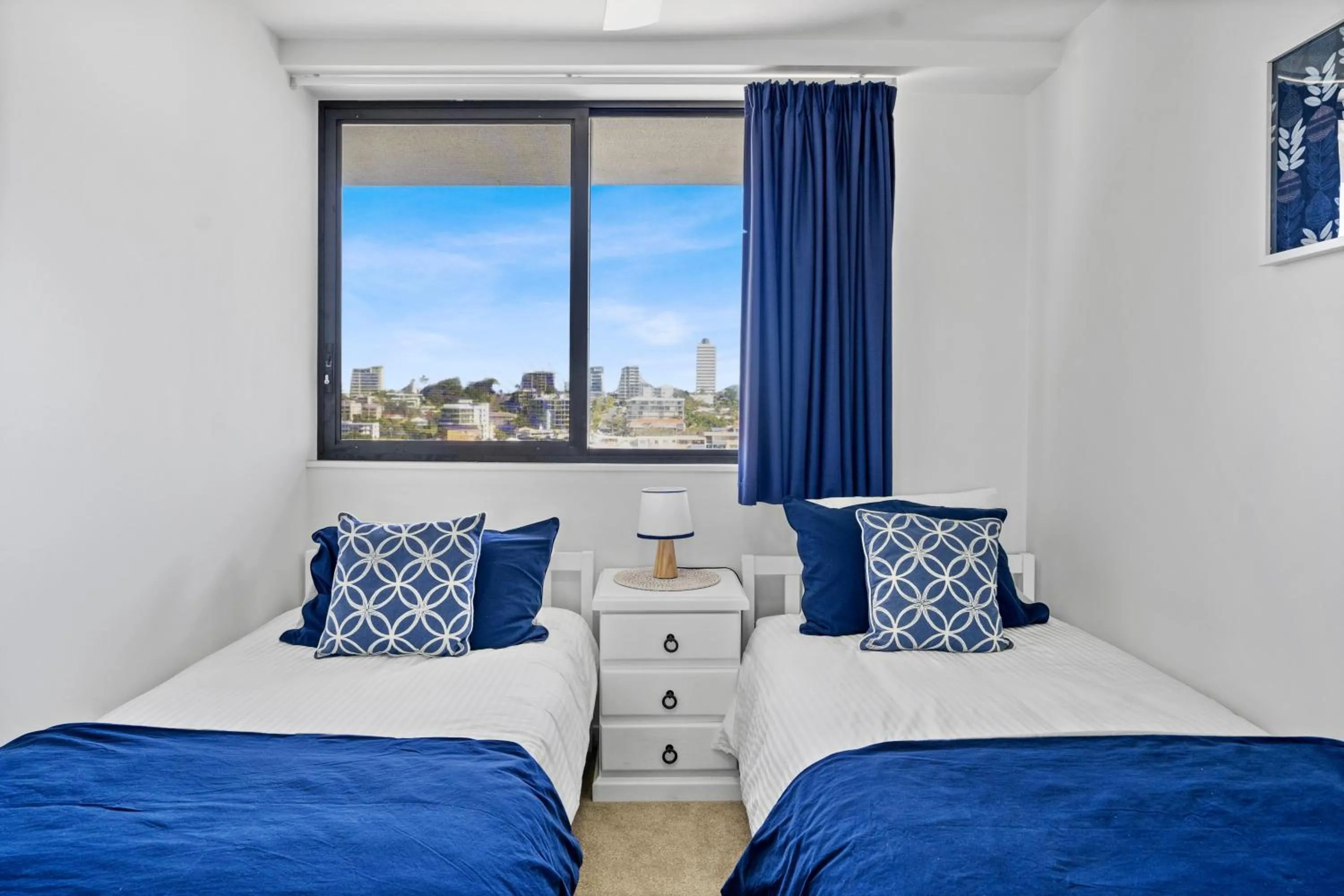 Bedroom, Bed in Burgess @ Kings Beach Apartments