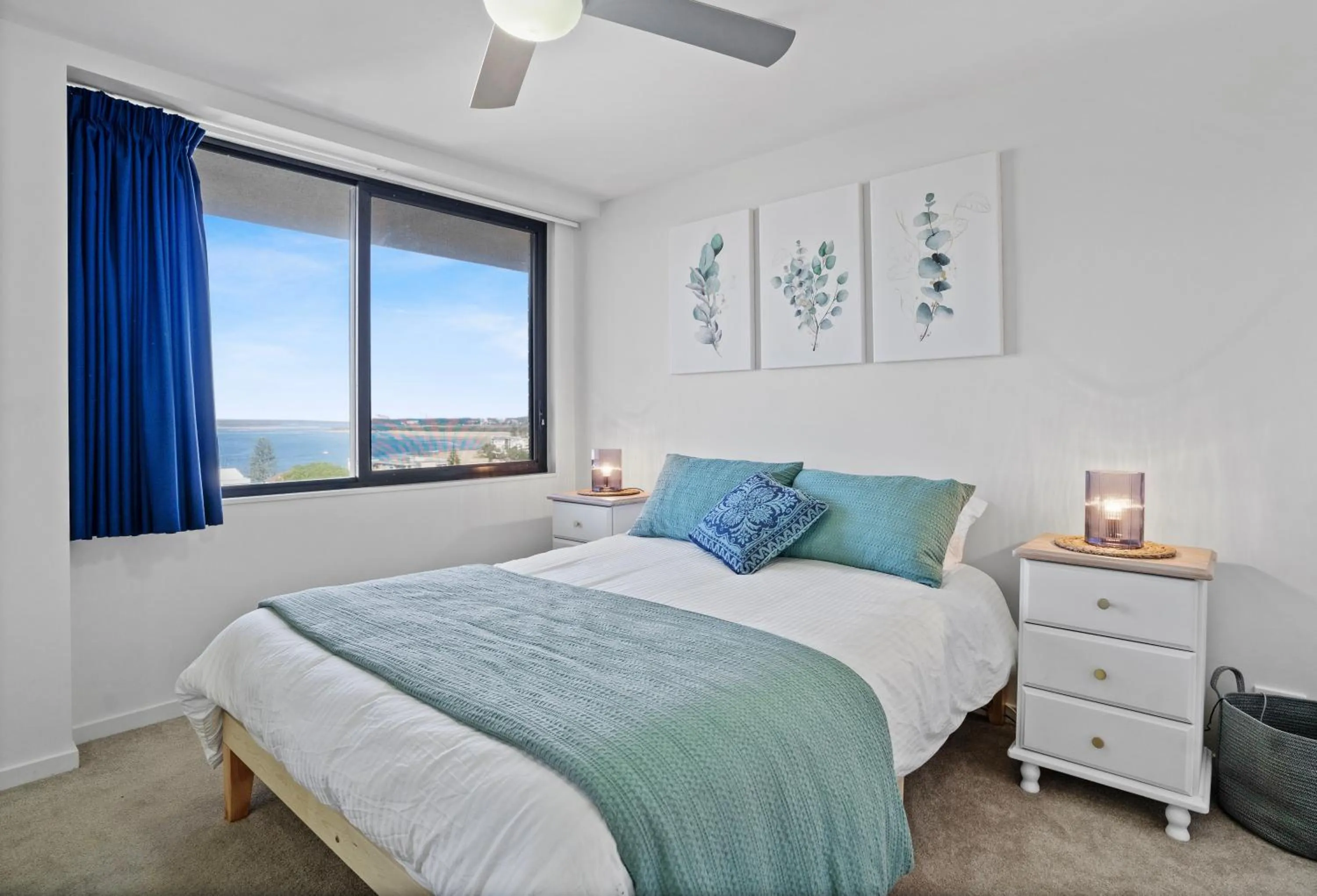 Bedroom, Bed in Burgess @ Kings Beach Apartments