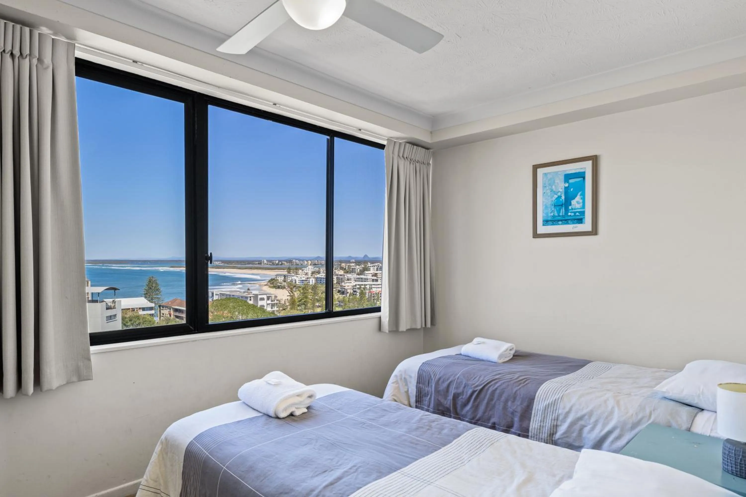 Bedroom, Bed in Burgess @ Kings Beach Apartments