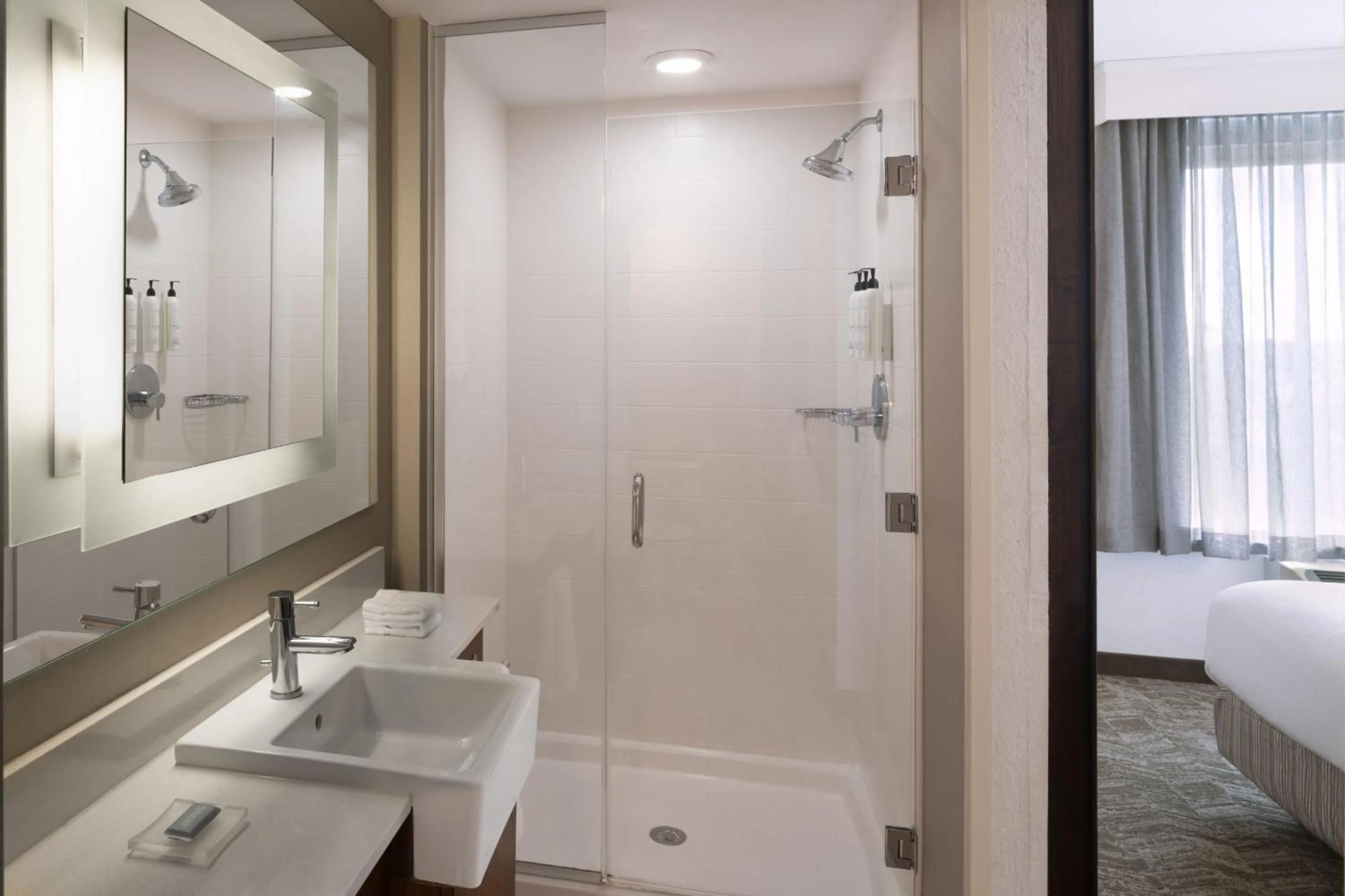 Bathroom in SpringHill Suites by Marriott Orlando at FLAMINGO CROSSINGS Town Center-Western Entrance