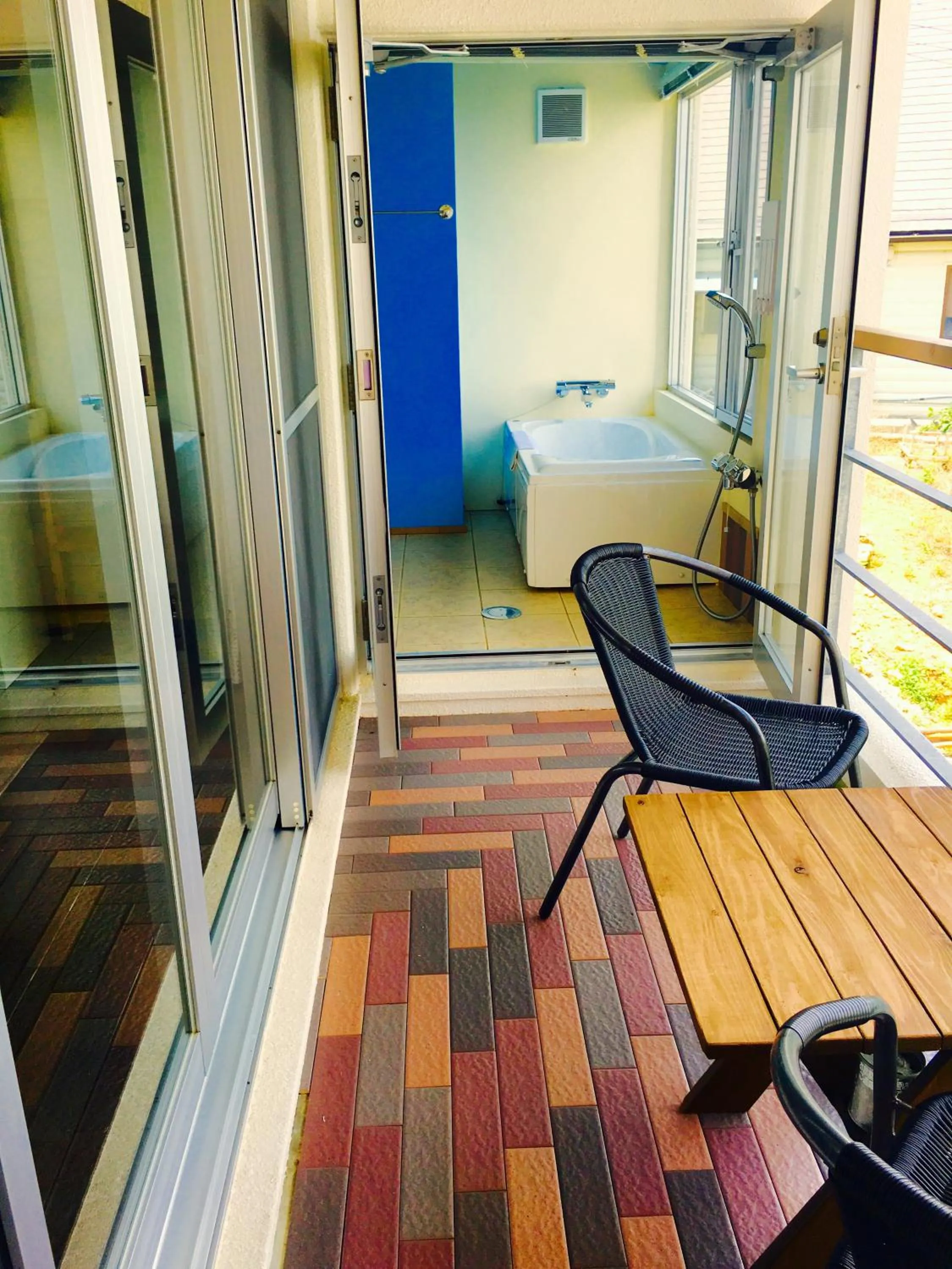 Balcony/Terrace, Bed in Ma-Blue Garden House