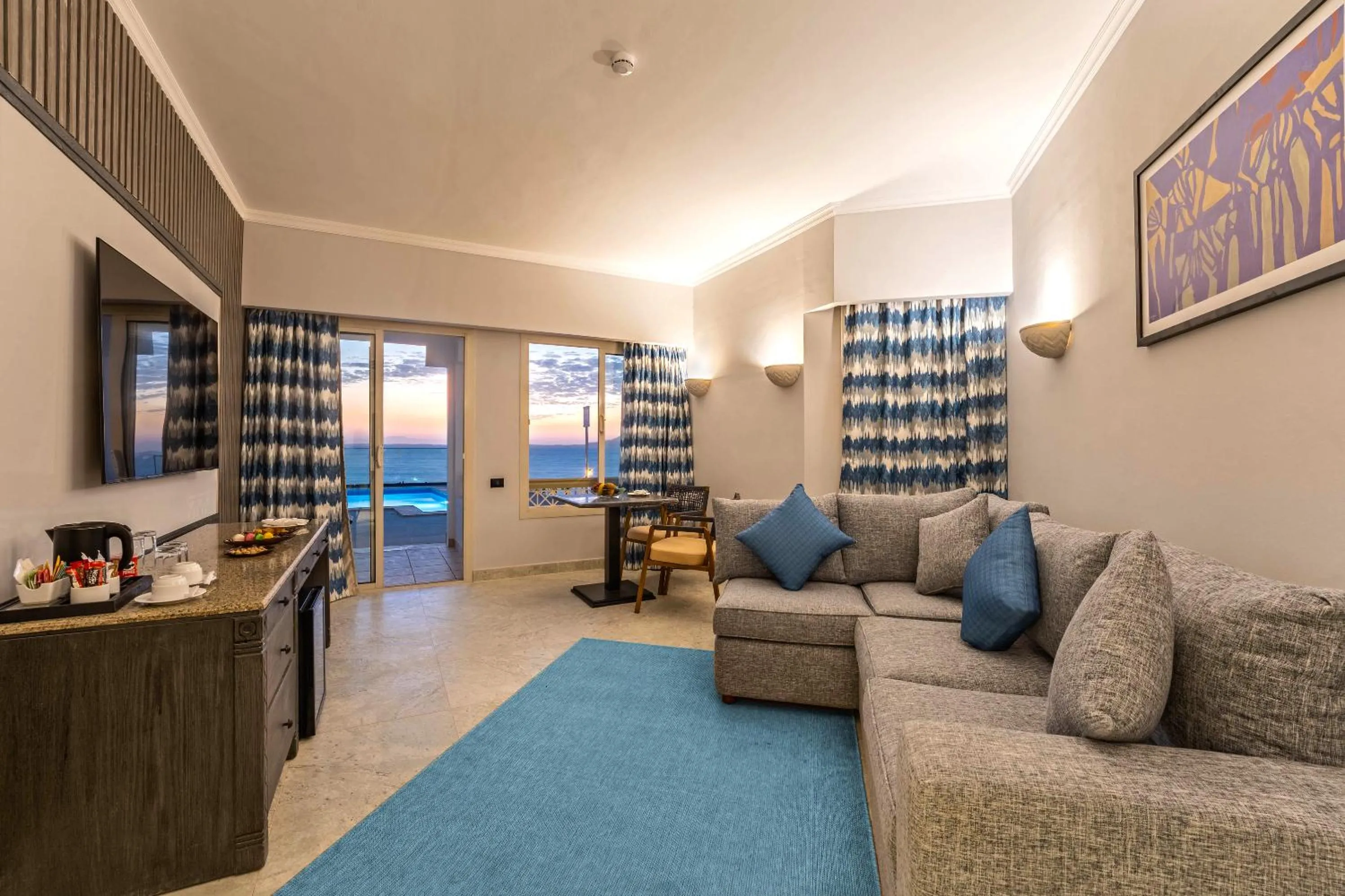 Seating area in Invidia Coral Beach Tiran