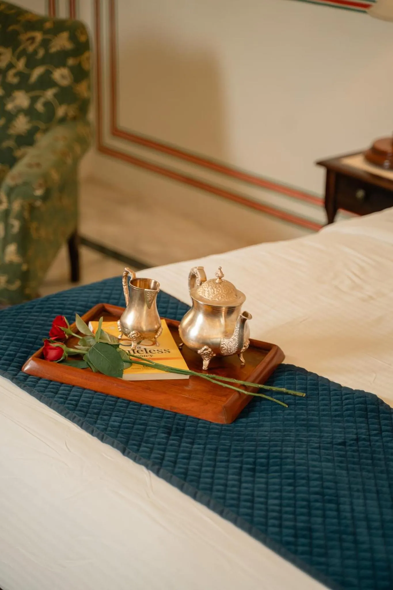 Bed in Hotel Narain Niwas Palace