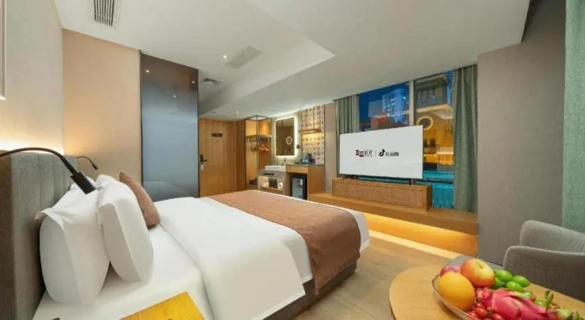 Bed in Yi Zhi Hotel -Beijing Road subway station, Dafo Temple, Guangzhou