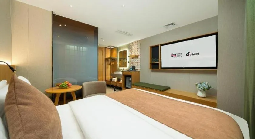 Bed in Yi Zhi Hotel -Beijing Road subway station, Dafo Temple, Guangzhou