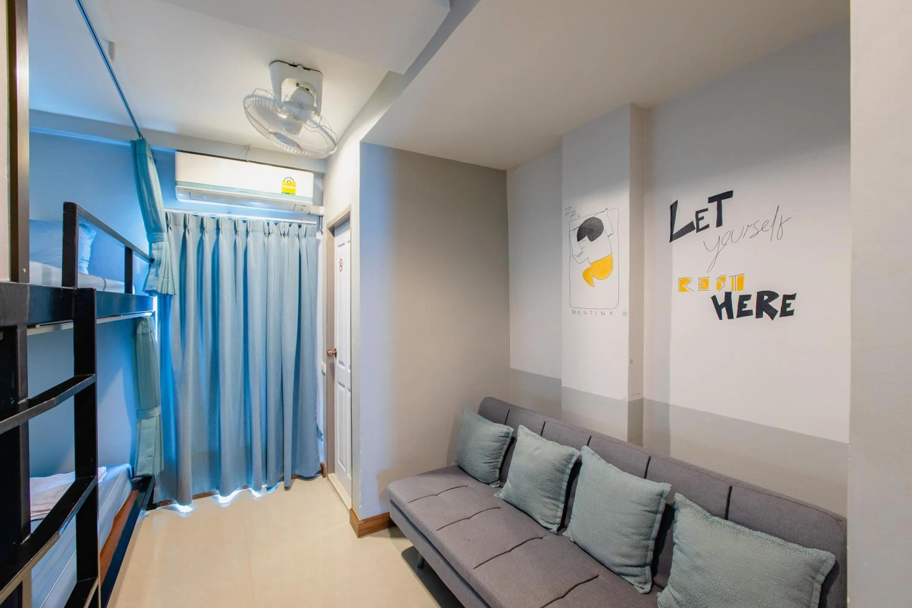 Seating area in Restiny Hostel