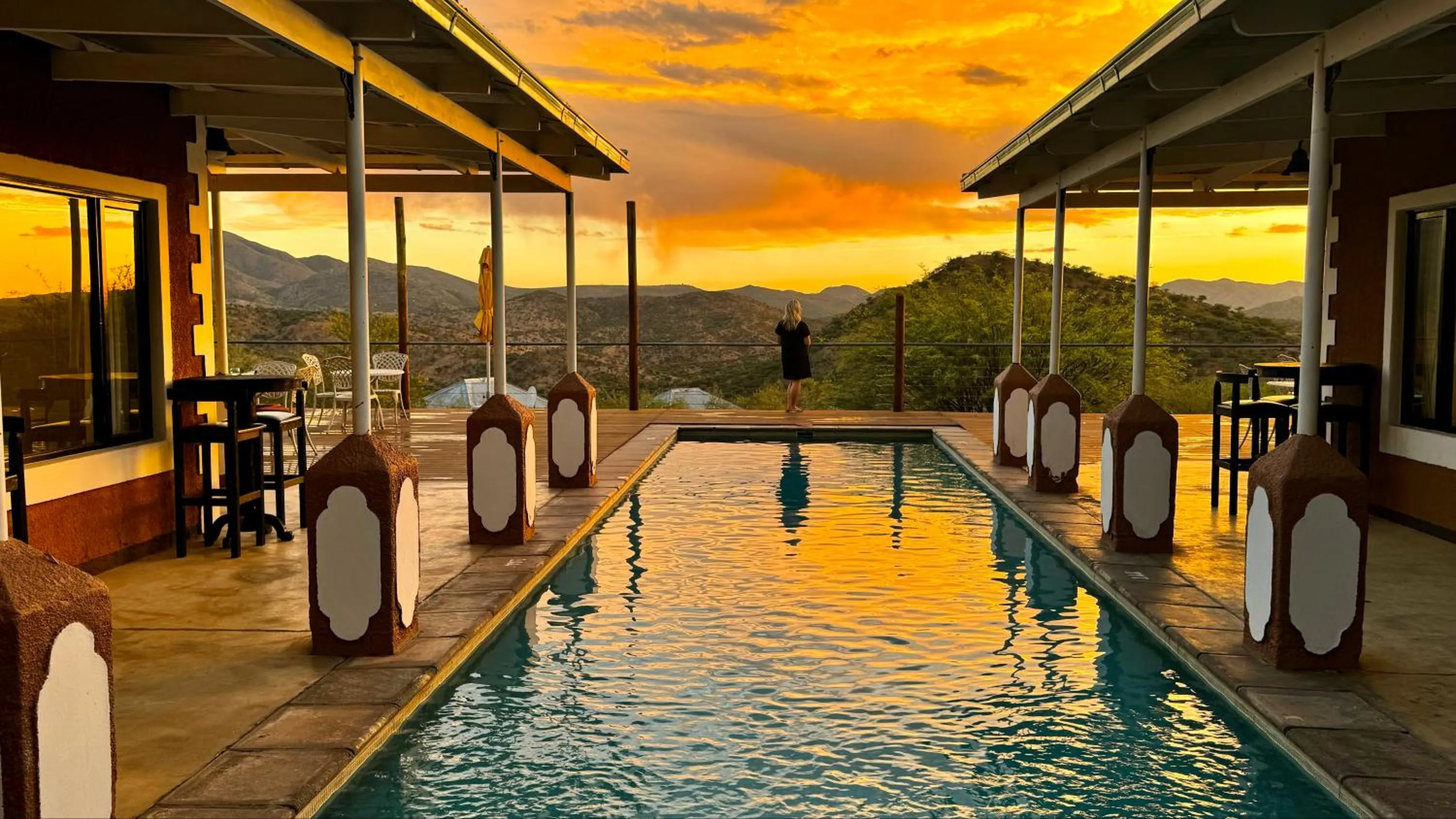 Pool view in River Crossing Lodge
