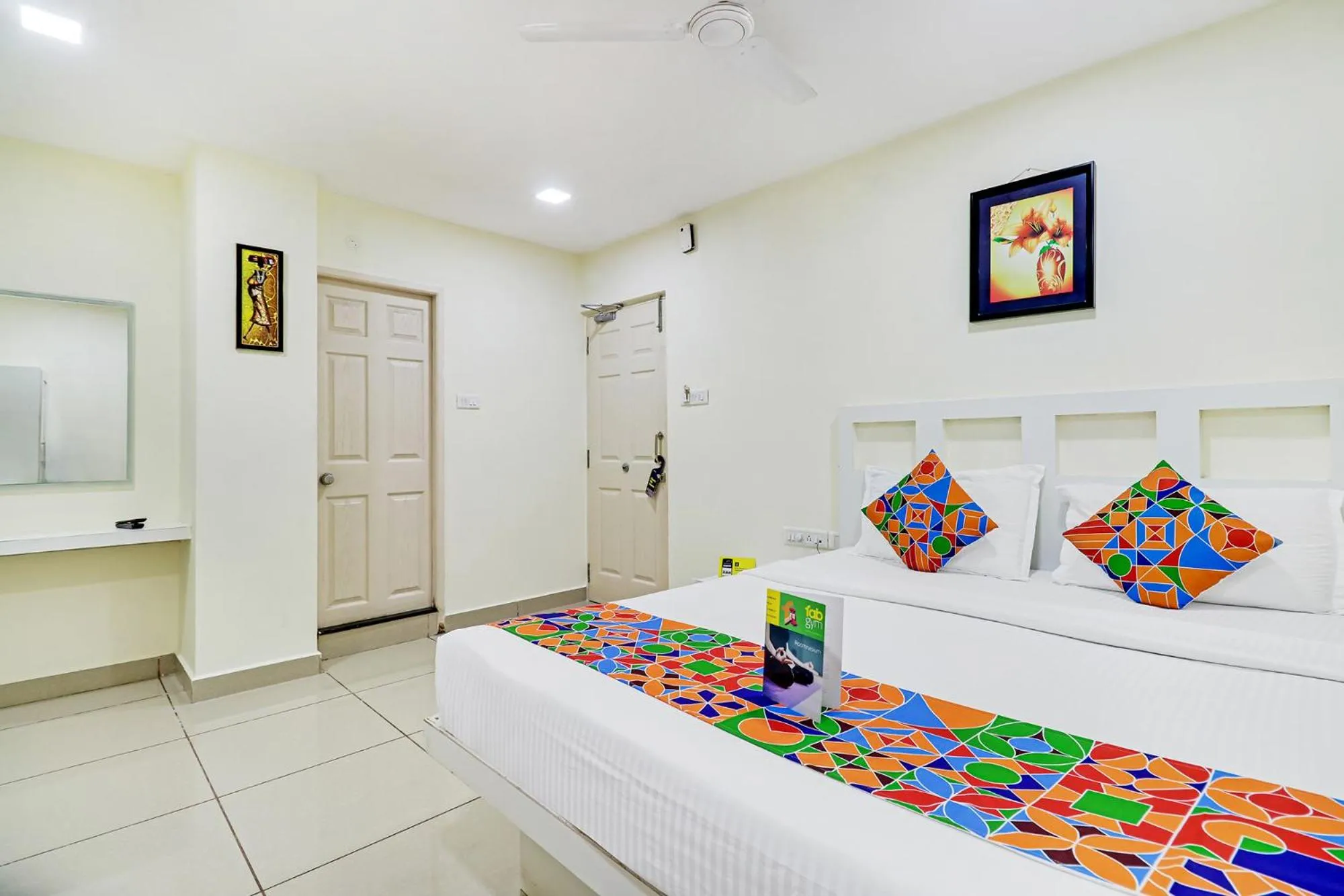 Bed in Fabhotel Colors Service Apartment - Nr MRC Nagar