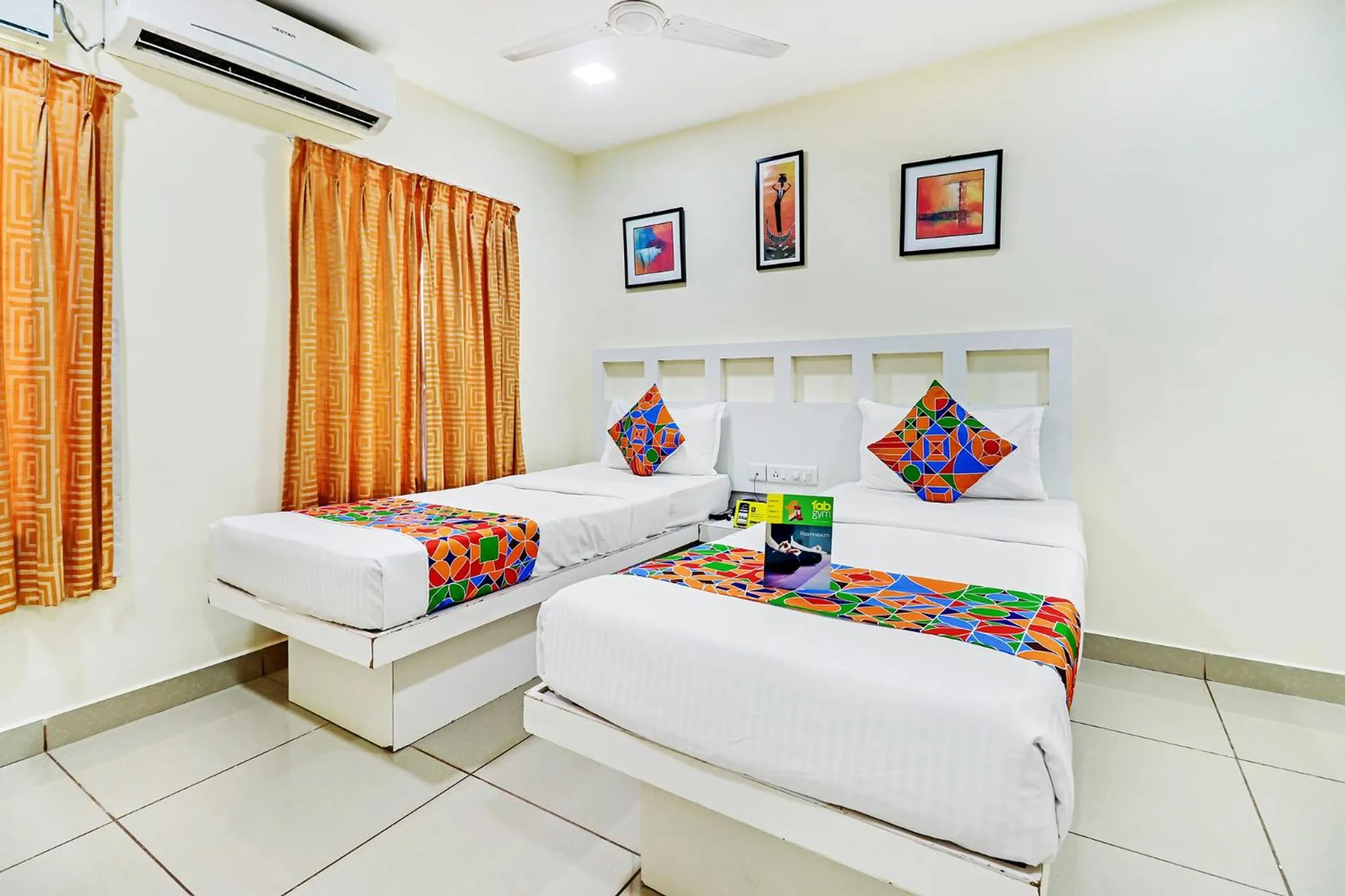 Bed in Fabhotel Colors Service Apartment - Nr MRC Nagar