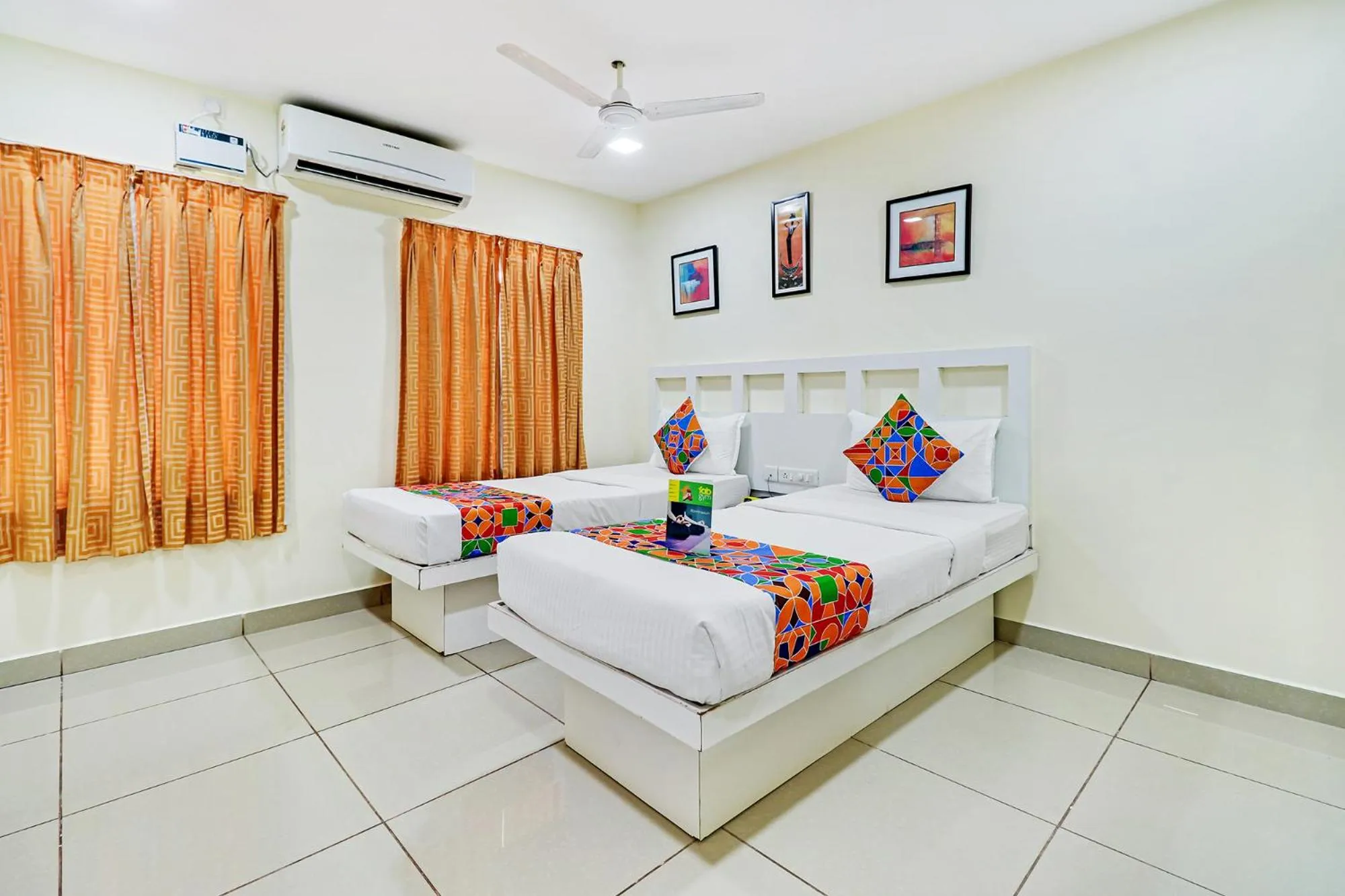 Bed in Fabhotel Colors Service Apartment - Nr MRC Nagar