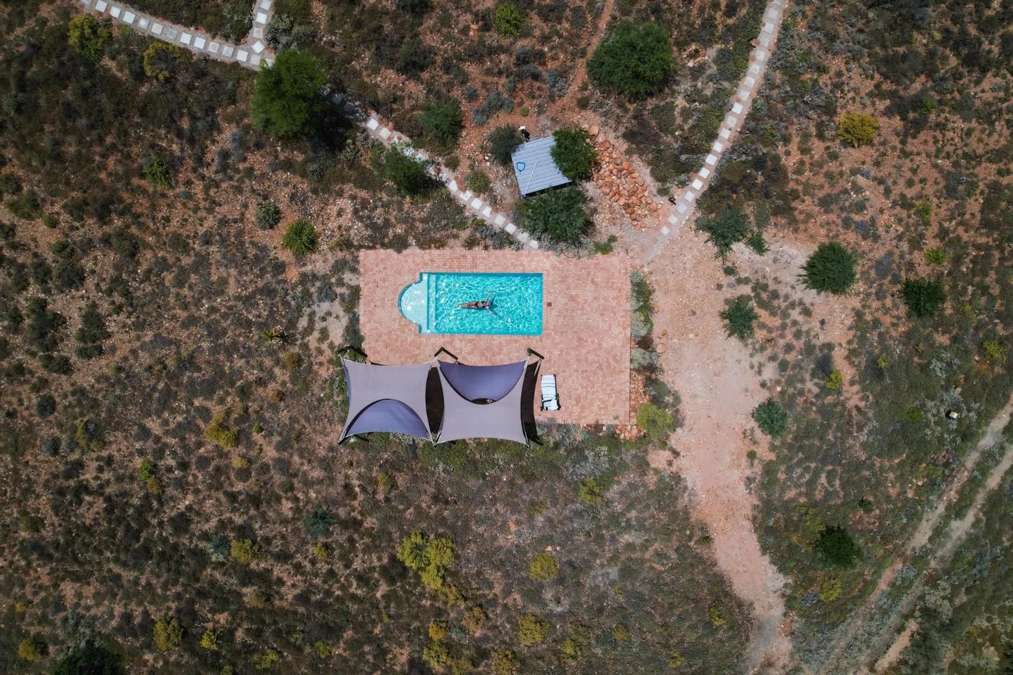 Pool view in De Zeekoe Guest Farm