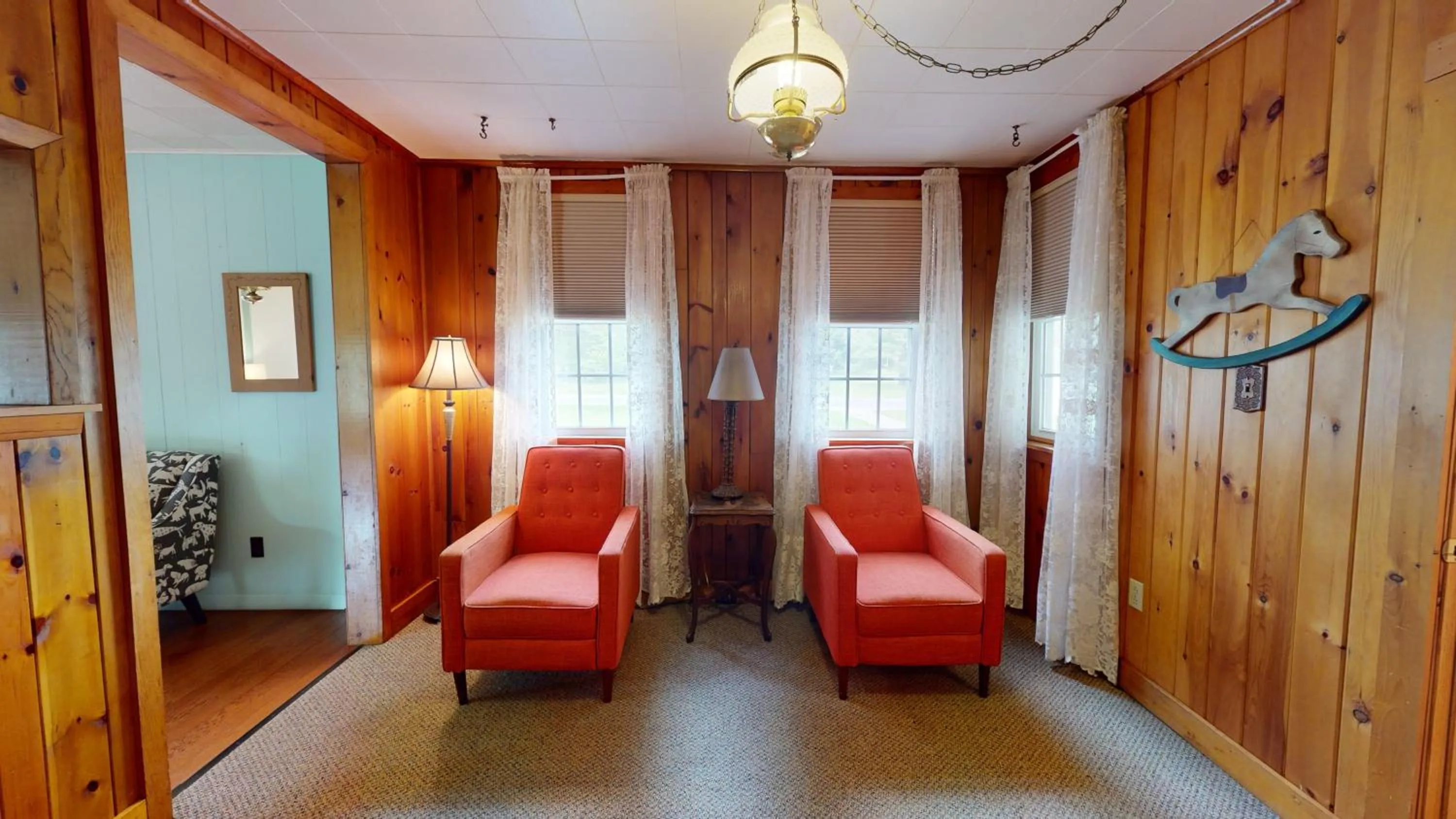 Seating area in Rough Cut Lodge