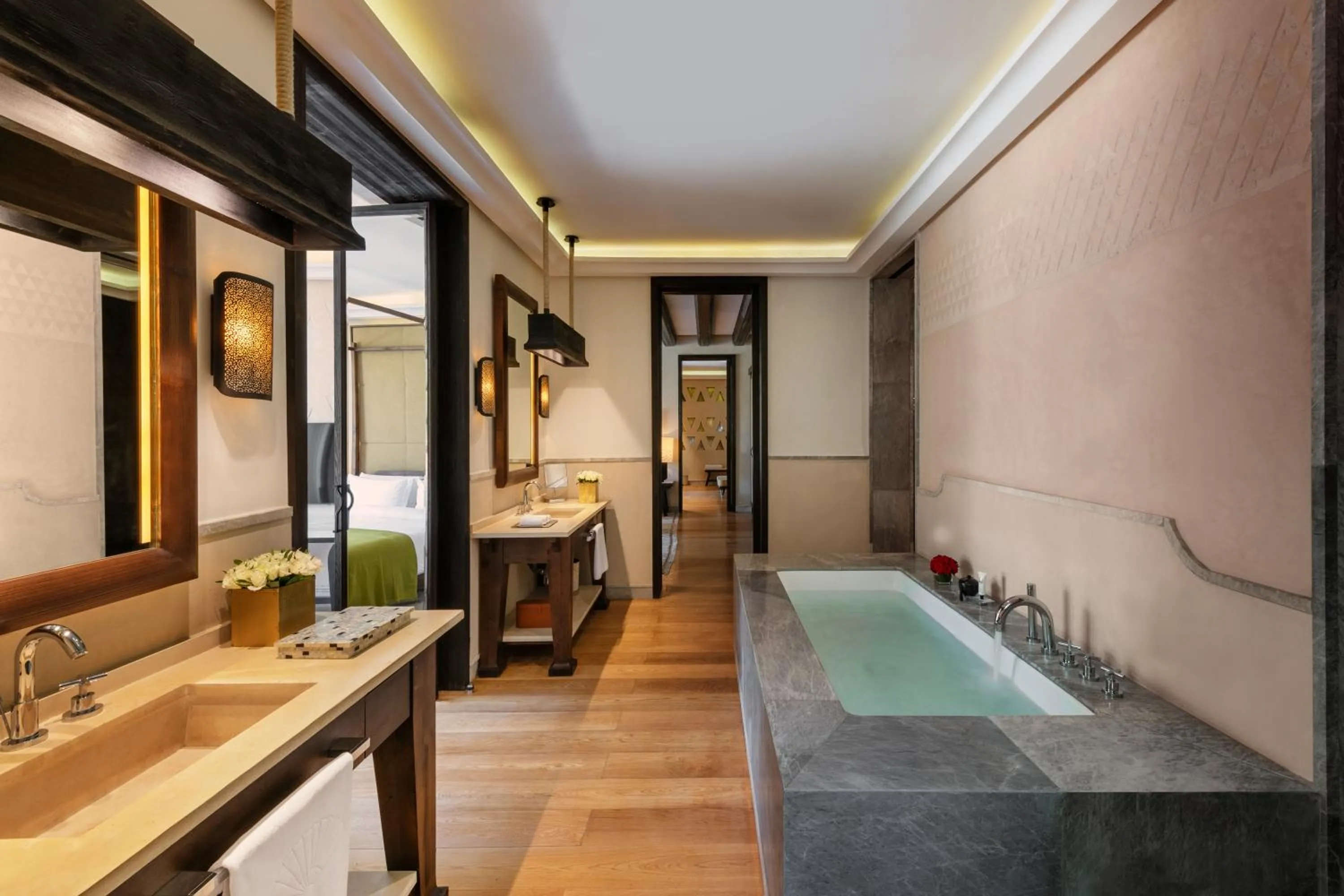 Bathroom, Bed in Mandarin Oriental, Marrakech