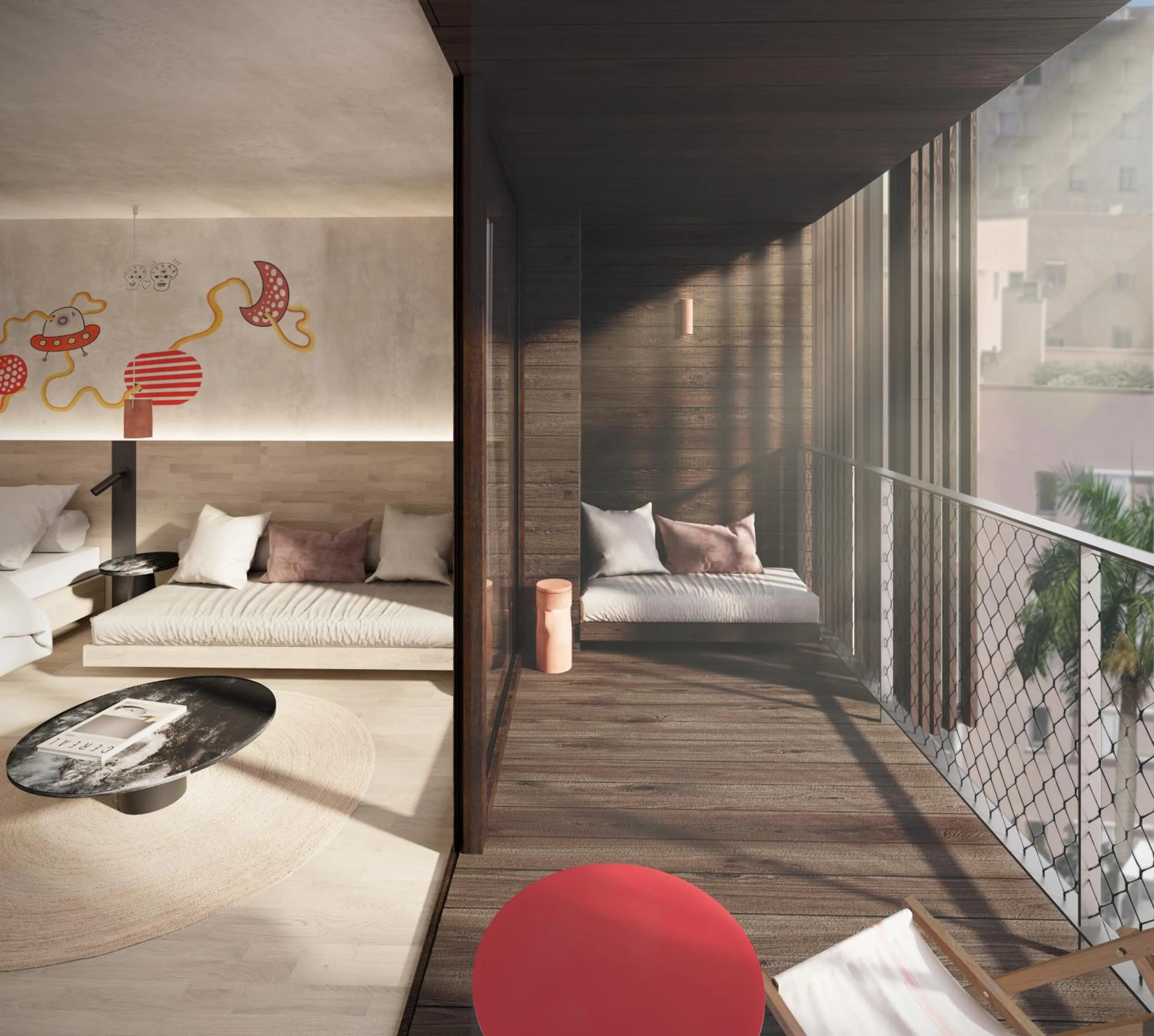 Balcony/Terrace, Bed in Terreno Barrio Hotel