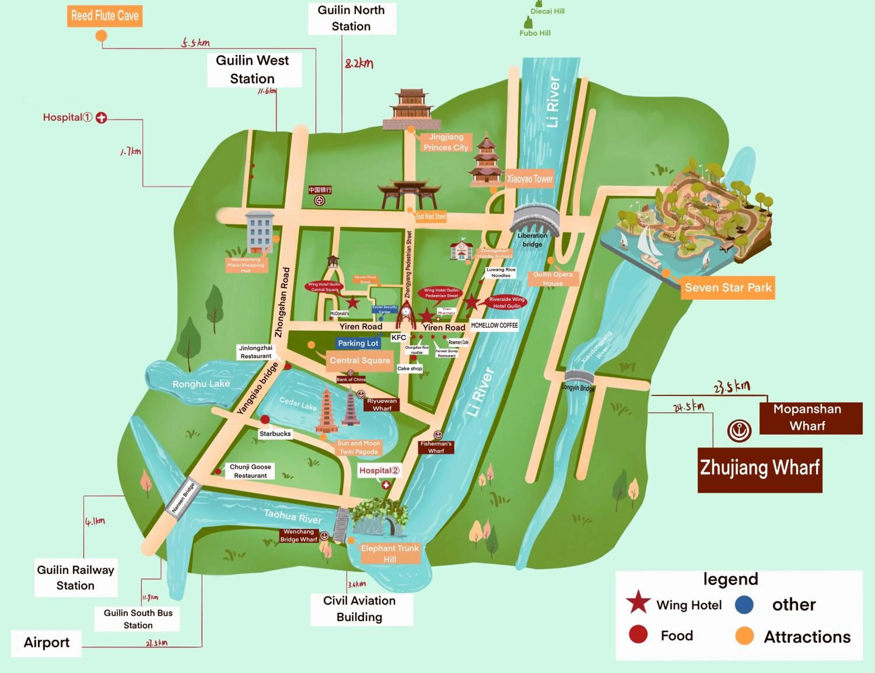 Text overlay in Wing Hotel Guilin- Pedestrian Street