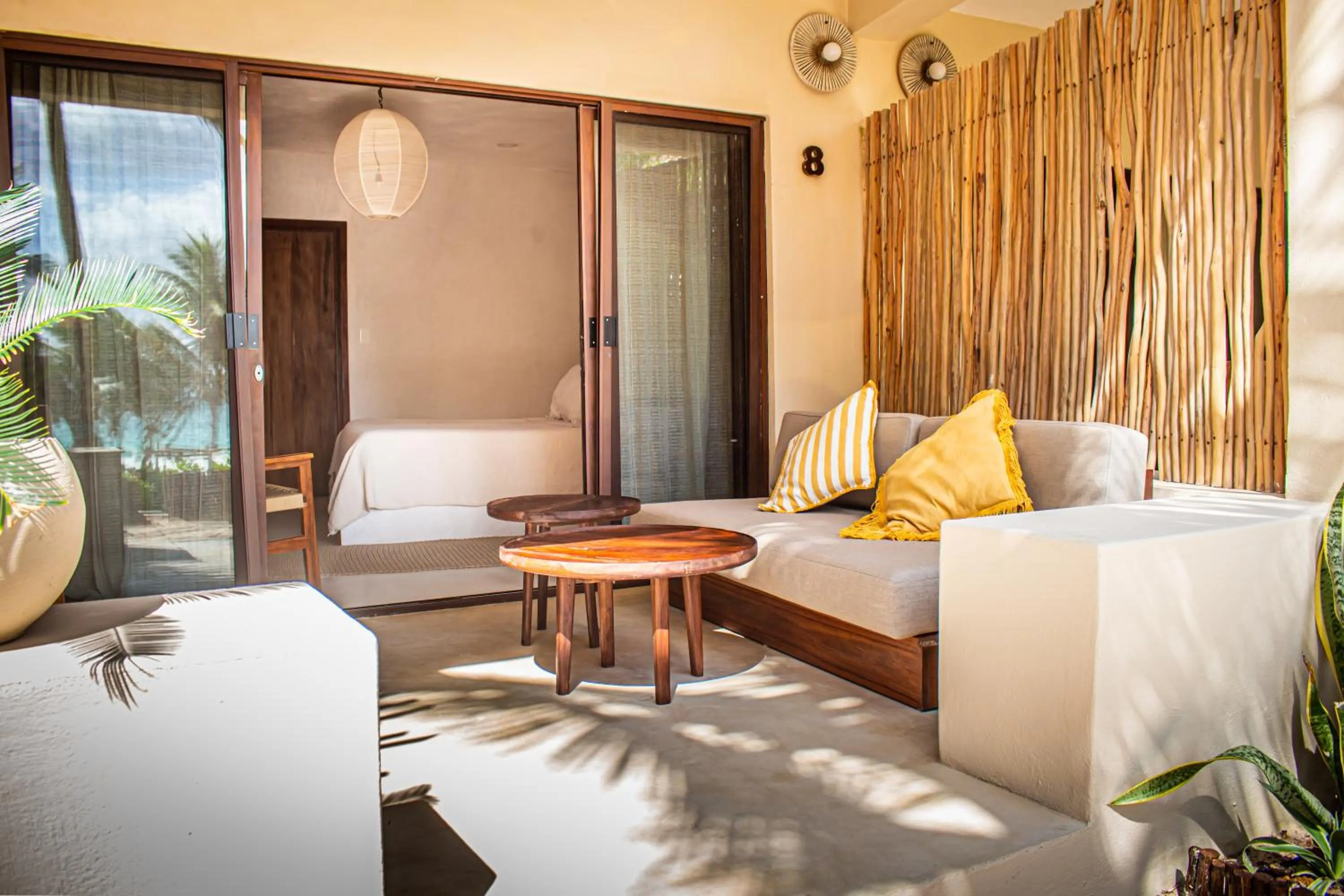 Bed in Dune Boutique Hotel located at the party zone