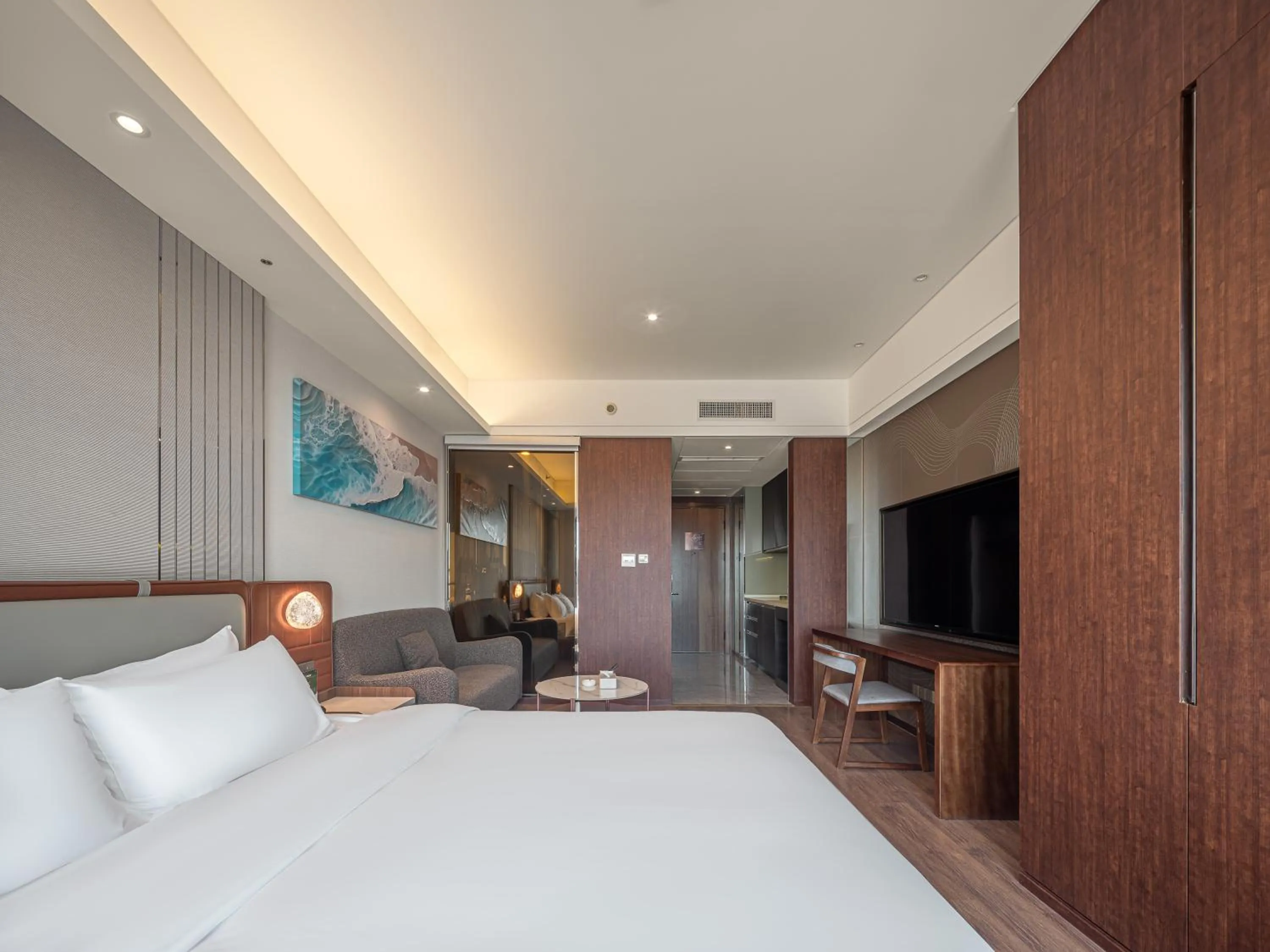 Bed in Dalian Zhongshan Square Seaview Meilun Hotel