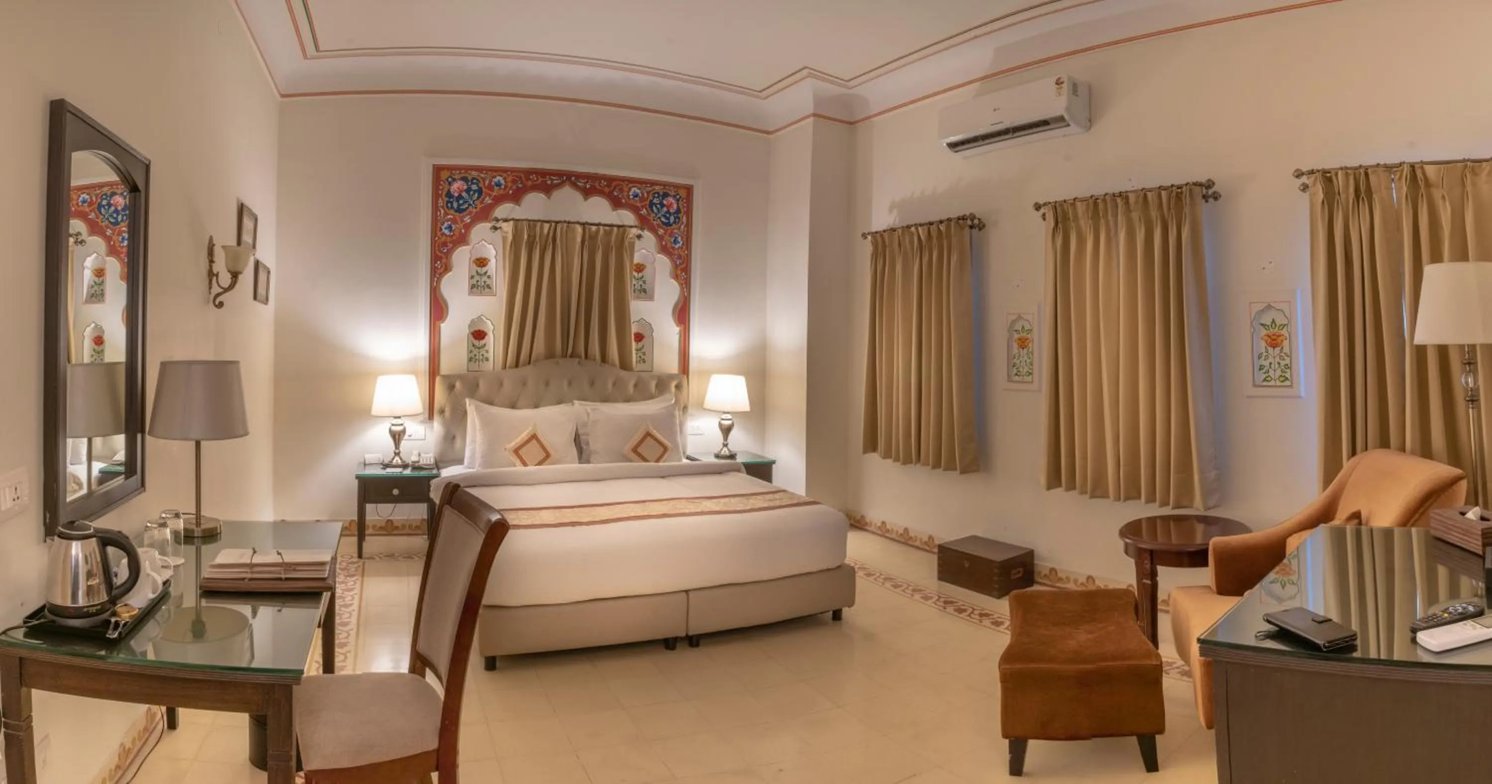 Bed in WelcomHeritage Ramgarh