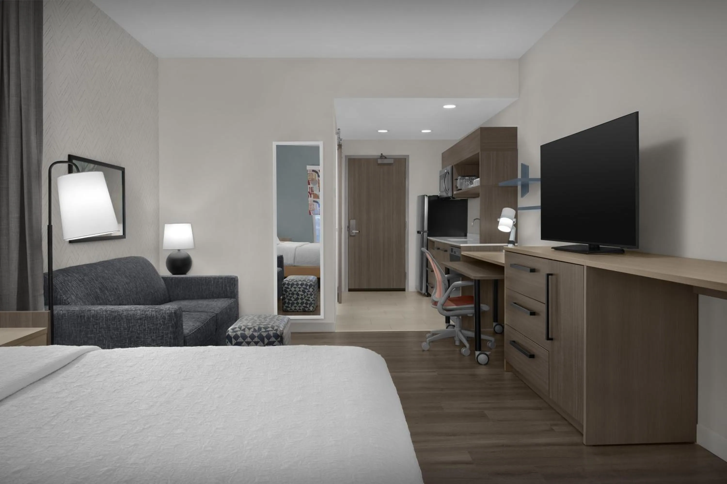 Living room, Bed in Home2 Suites By Hilton Concord Charlotte