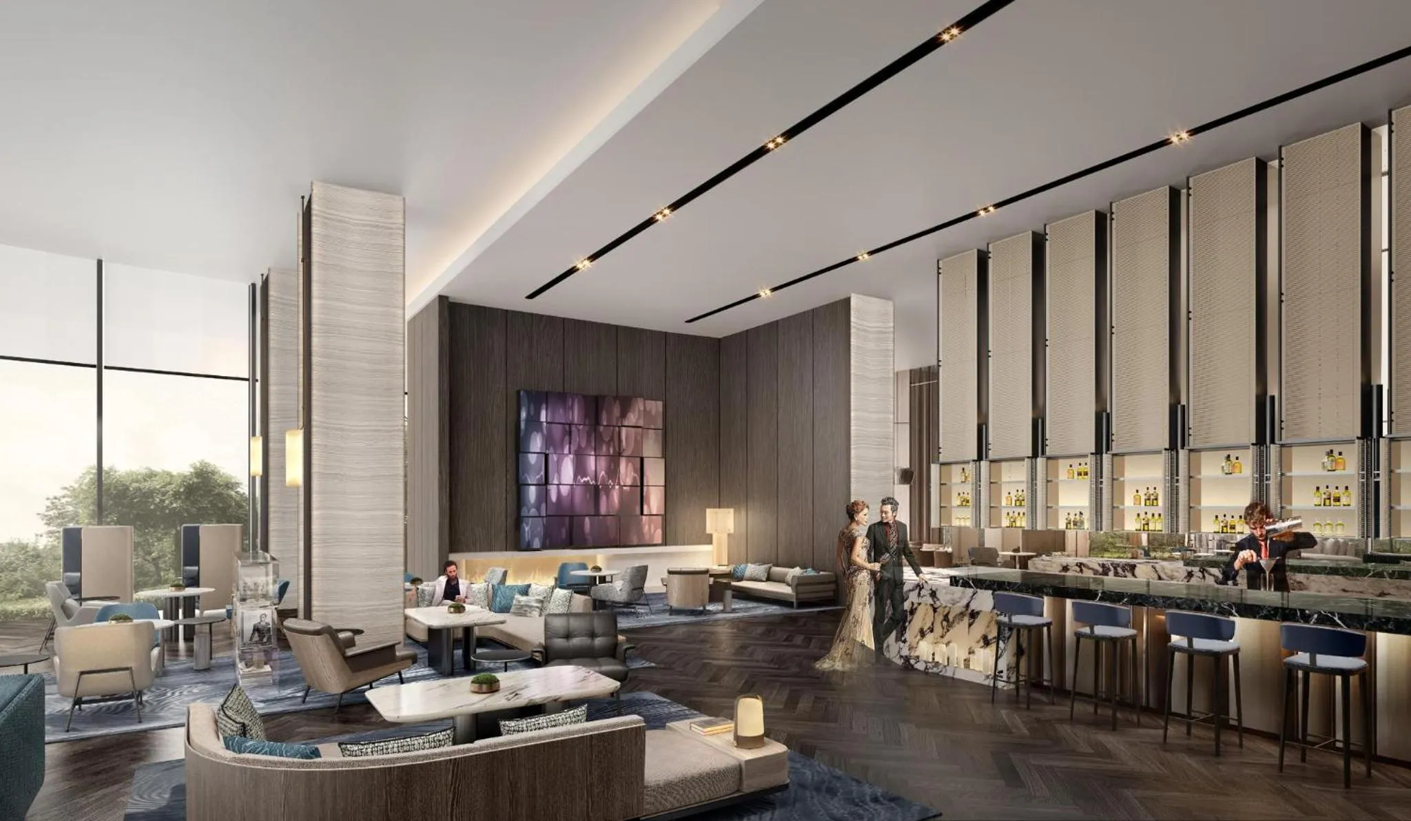 Lounge or bar in Crowne Plaza Linyi Olympic Sports Centre by IHG