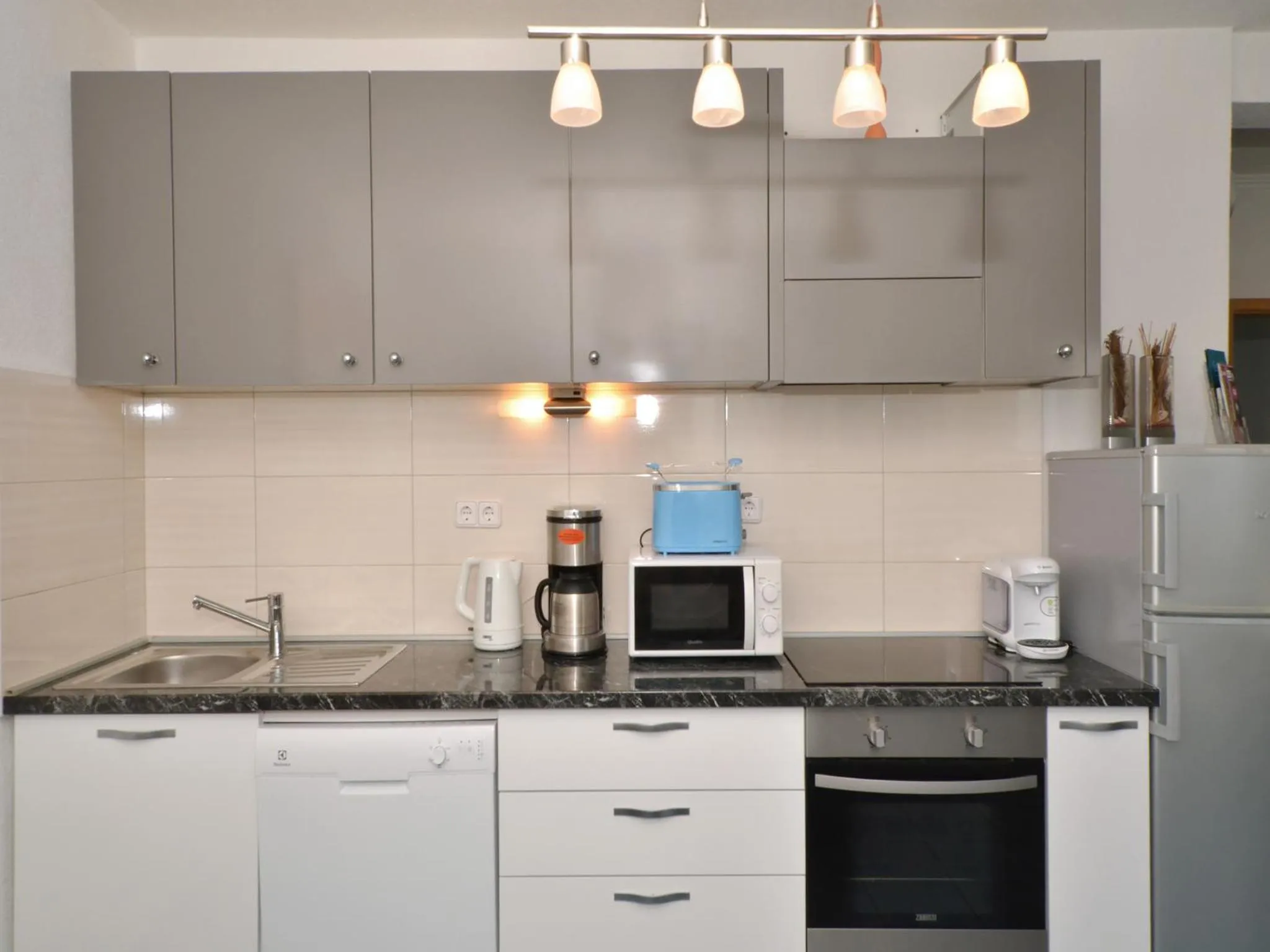 Kitchen or kitchenette in Apartments Silva with a view of sea