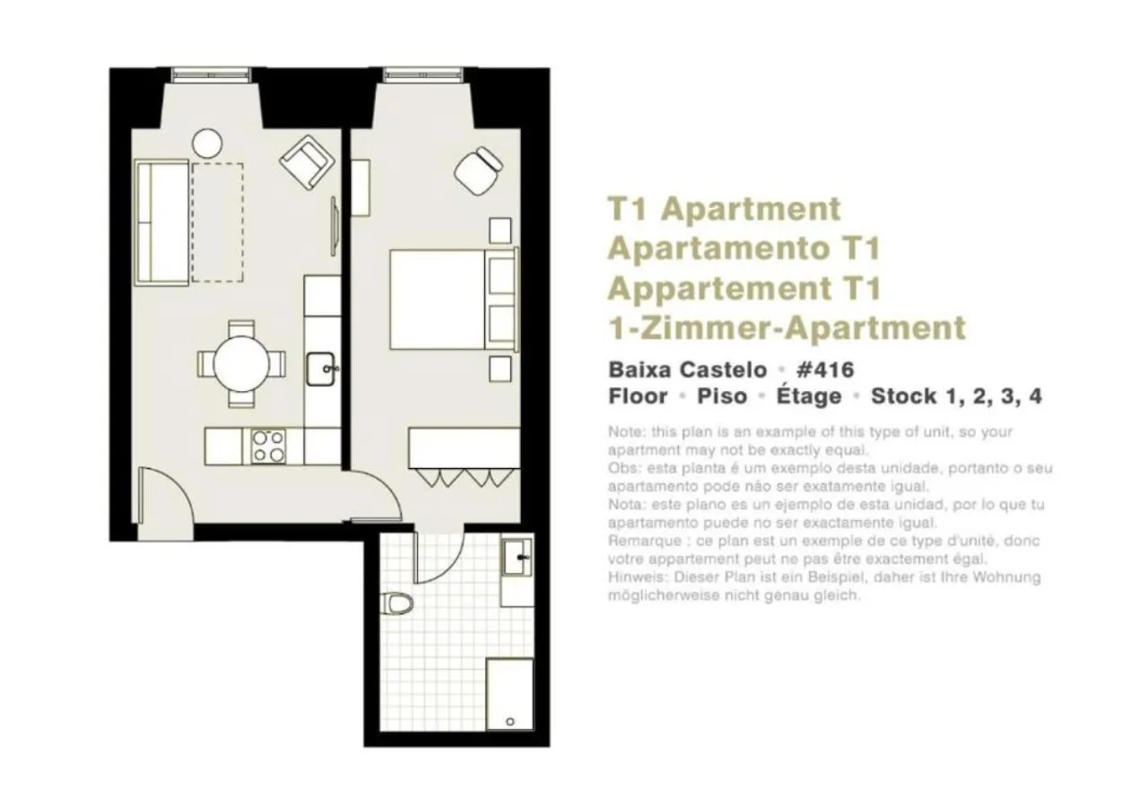Floor plan in Lisbon Serviced Apartments - Baixa Castelo