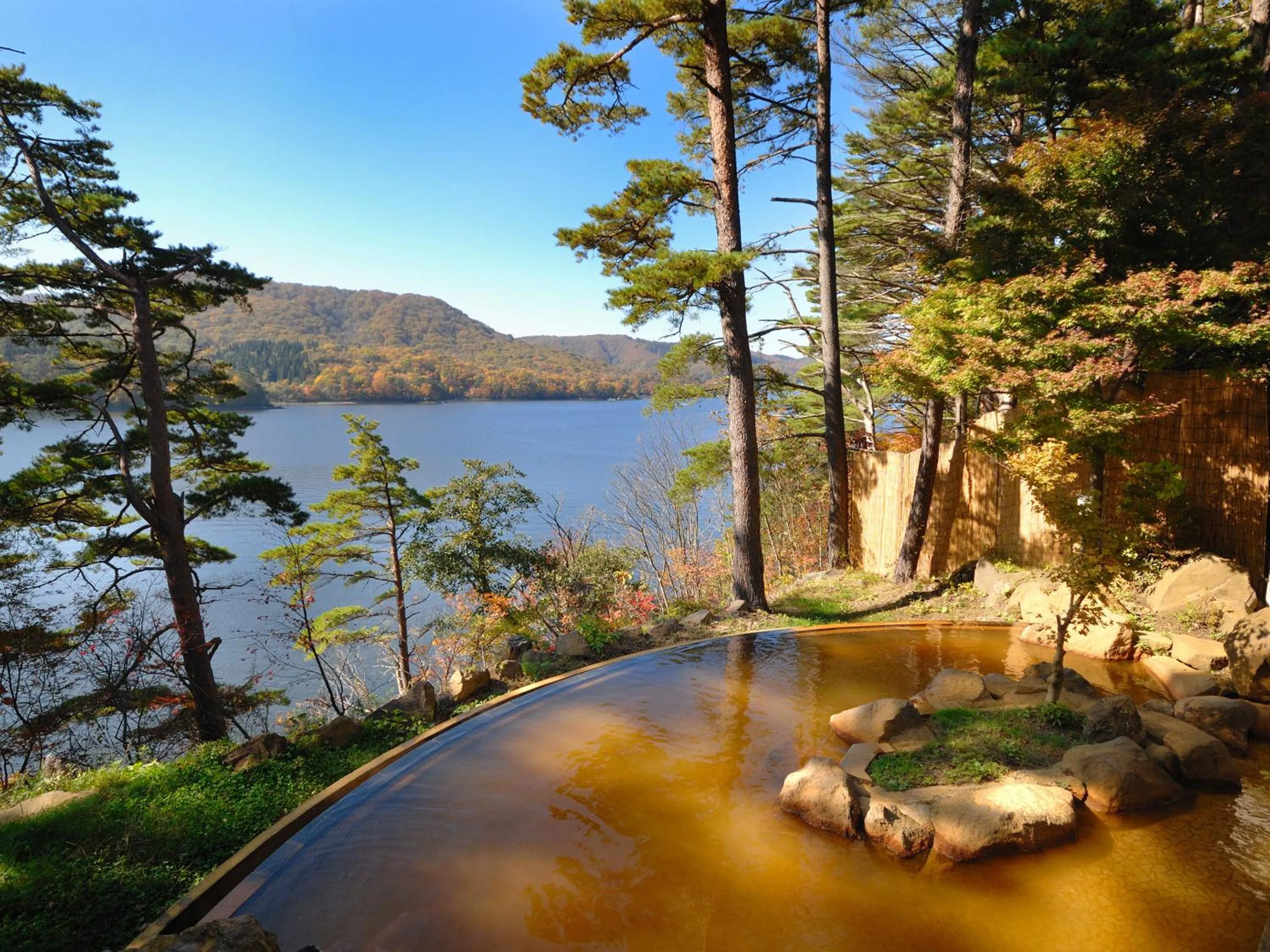 Hot Spring Bath in Urabandai Lake Resort Goshiki no Mori