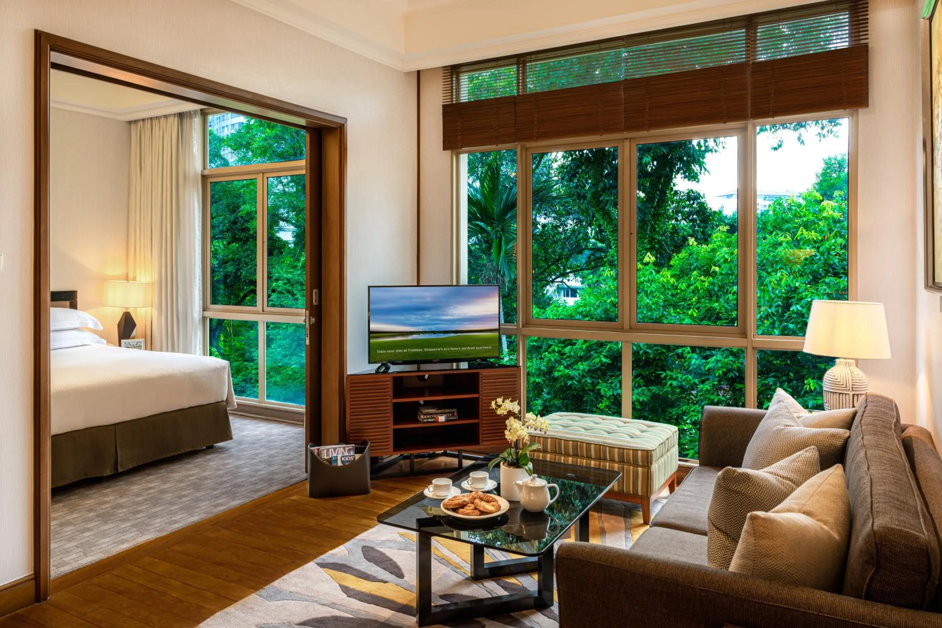 Living room, Bed in Treetops Executive Residences