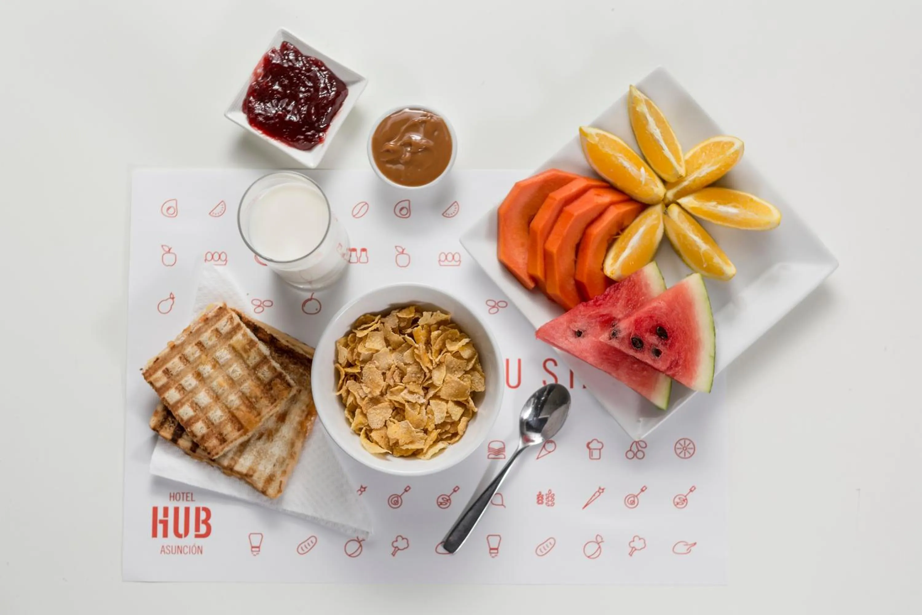 Continental breakfast in Hub Hotel Asuncion