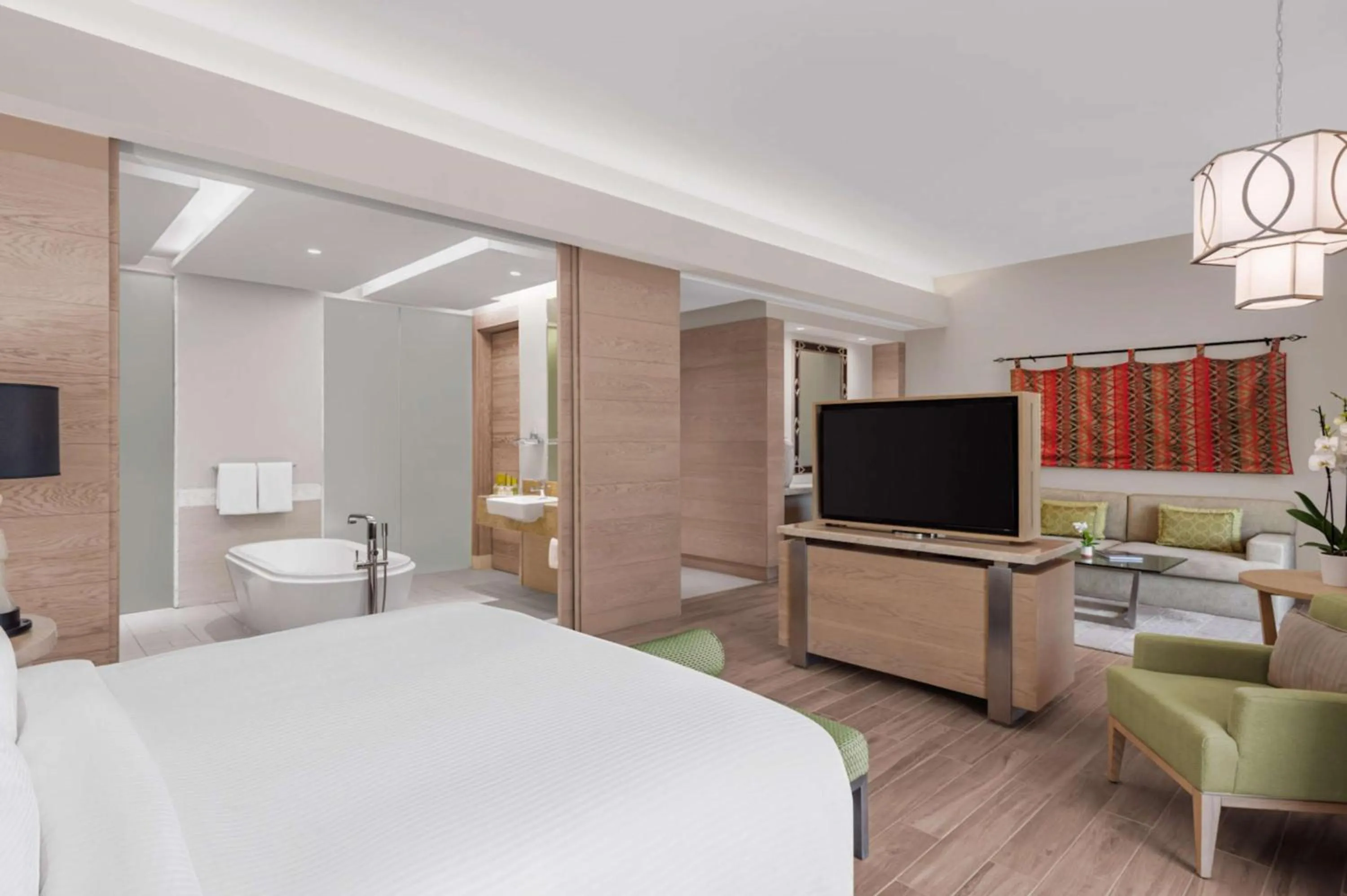 Bathroom, Bed in Hilton Dead Sea Resort & Spa