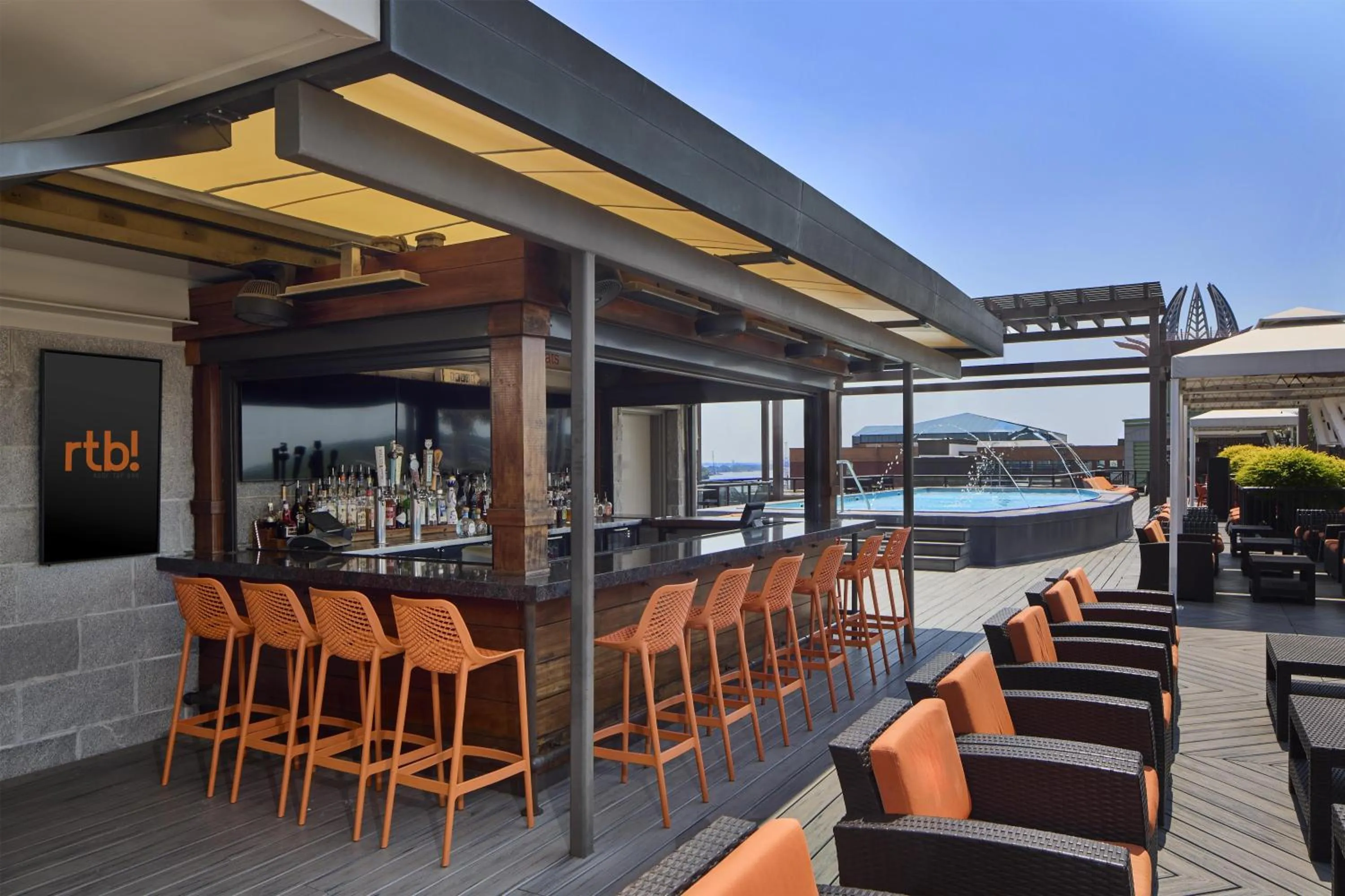 Pool view in Homewood Suites Savannah Historic District/Riverfront