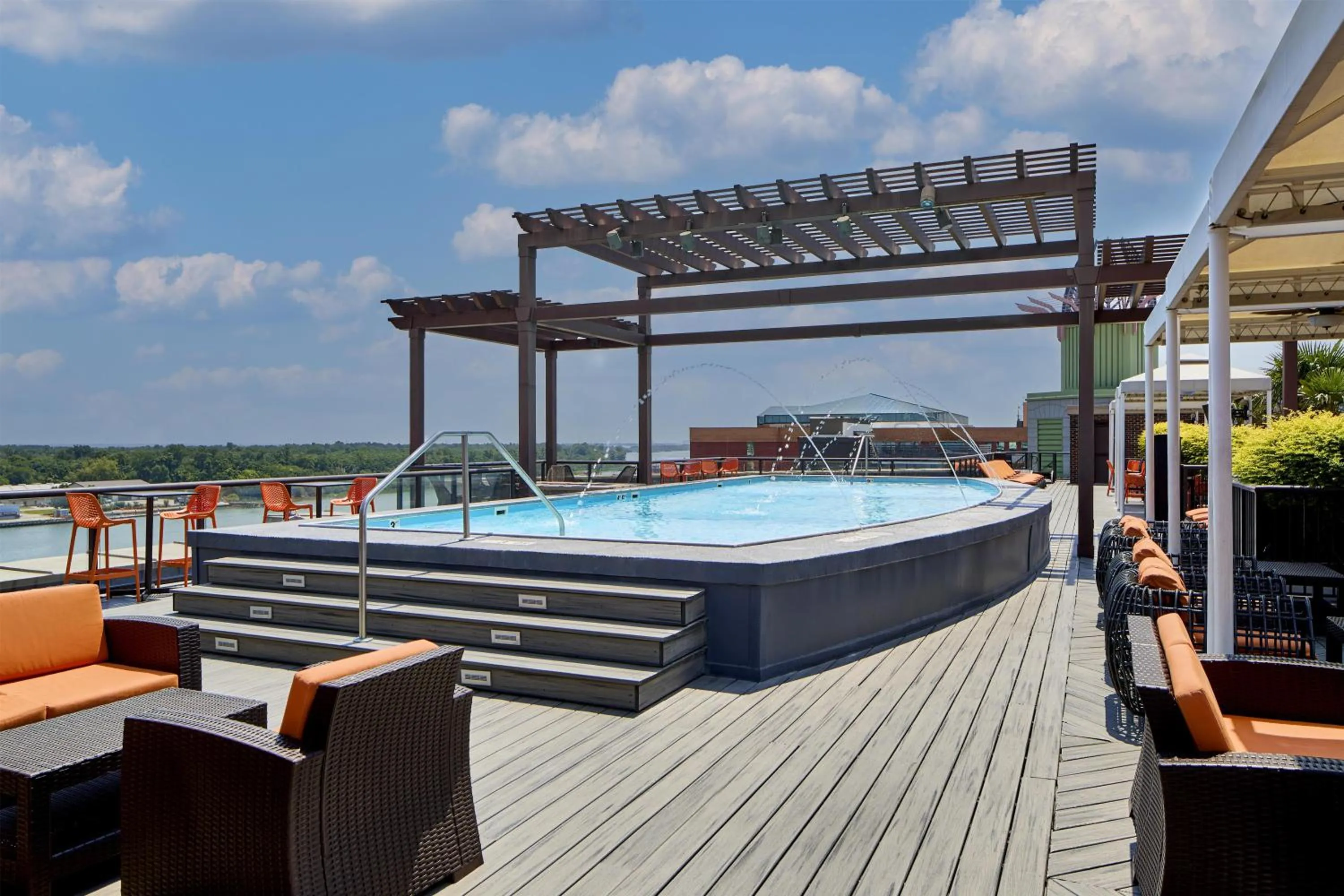 Pool view in Homewood Suites Savannah Historic District/Riverfront