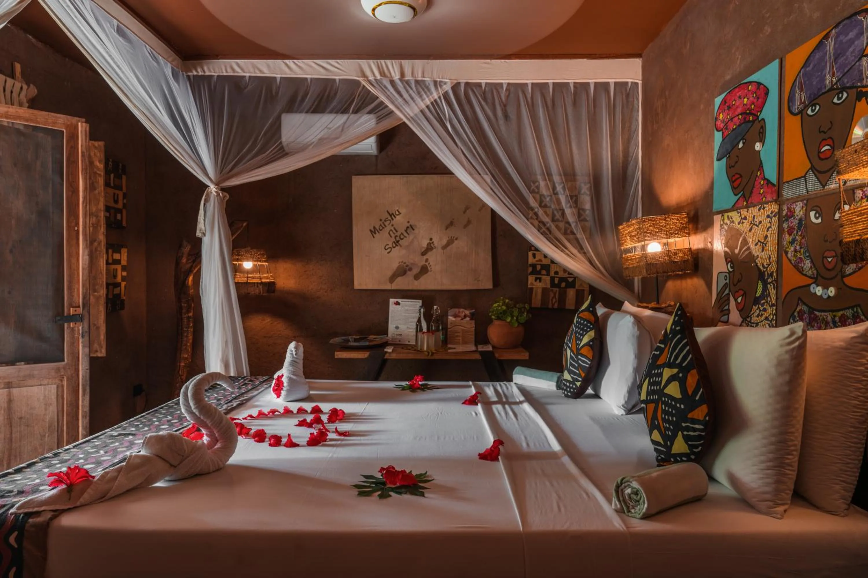 Bed in Mwezi Boutique Resort