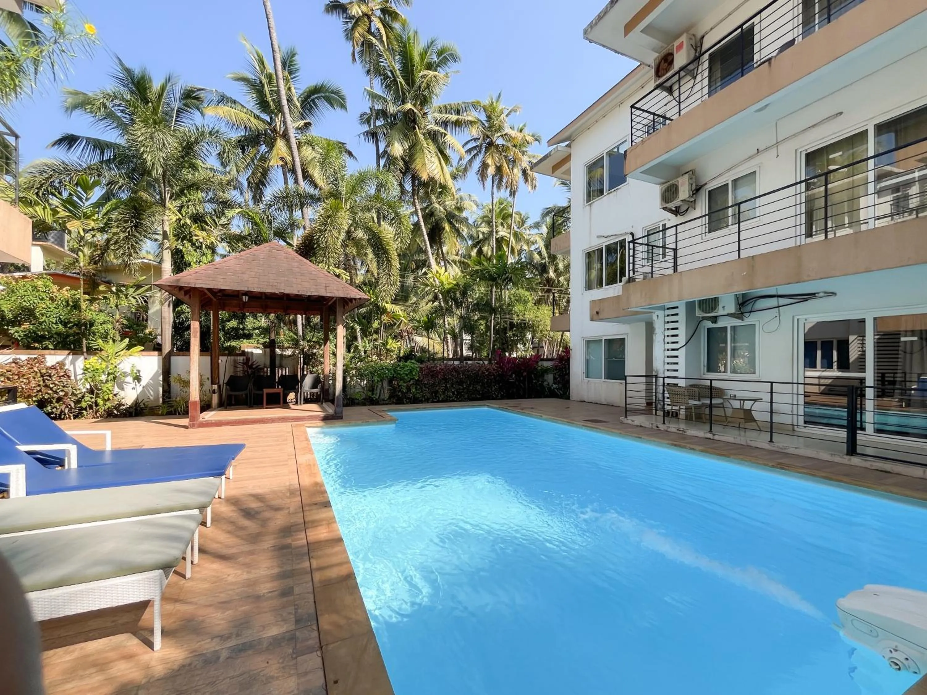 Pool view in Rainforest Enclave, Arpora - 10 mins to Baga beach