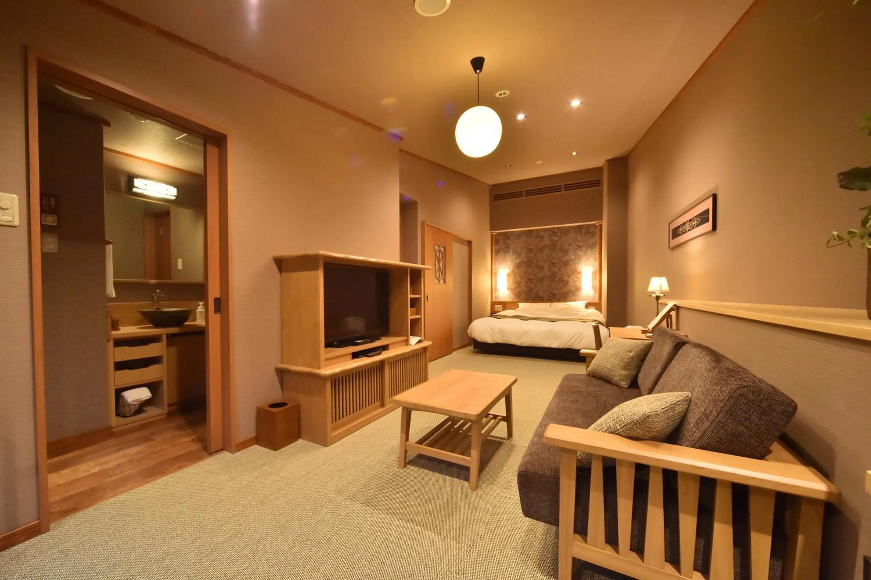 Living room, Bed in La Vista Akangawa