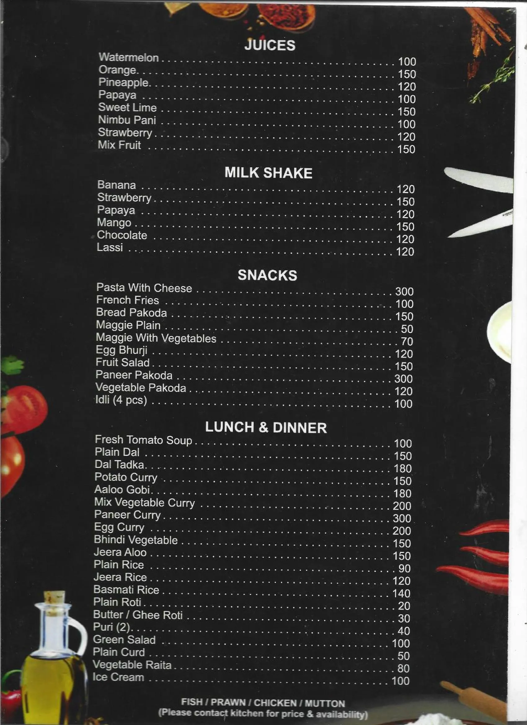 Food and drinks in Villa Baywalk Goa - 200 meters from Morjim Beach