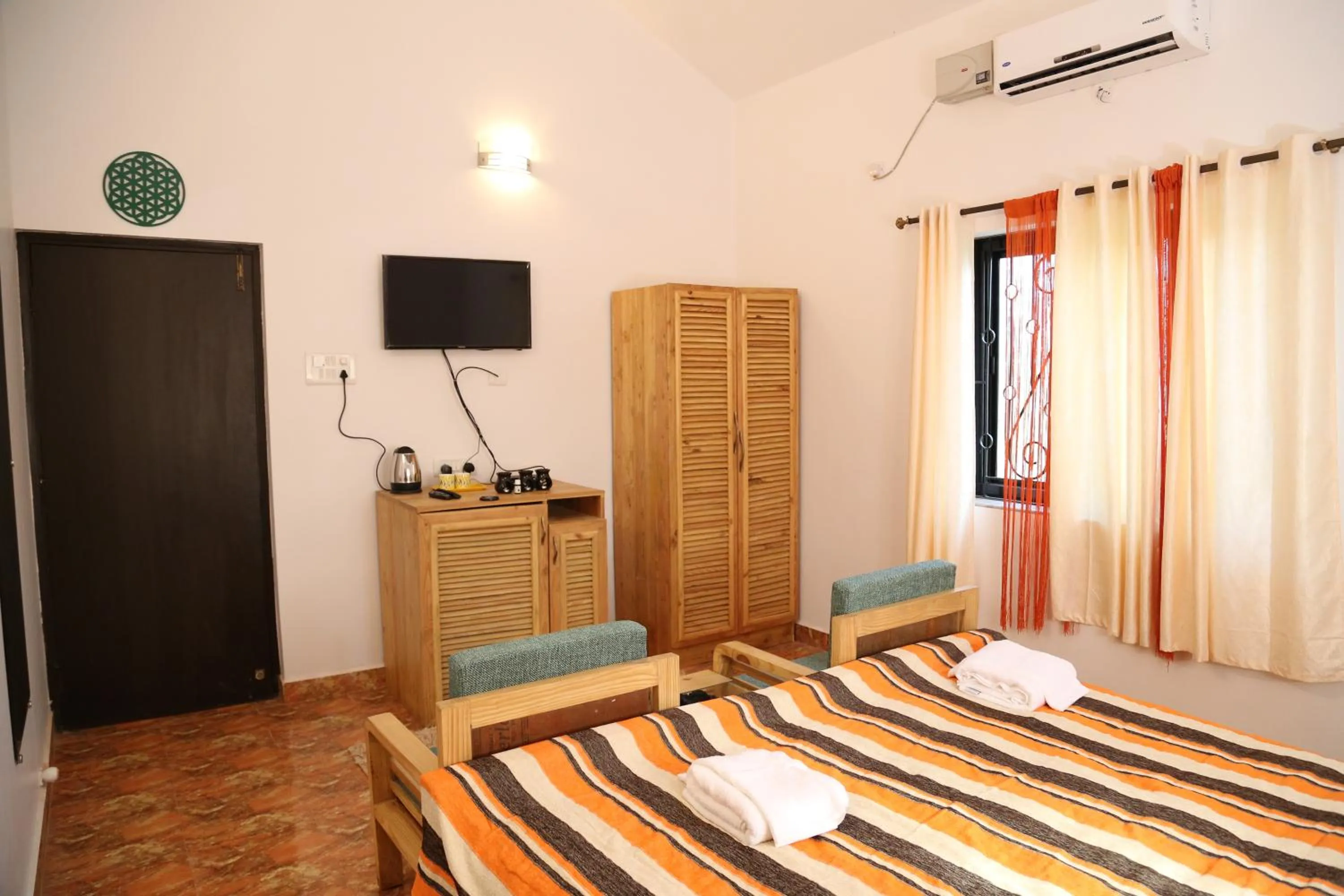 Bedroom, Bed in Villa Baywalk Goa - 200 meters from Morjim Beach