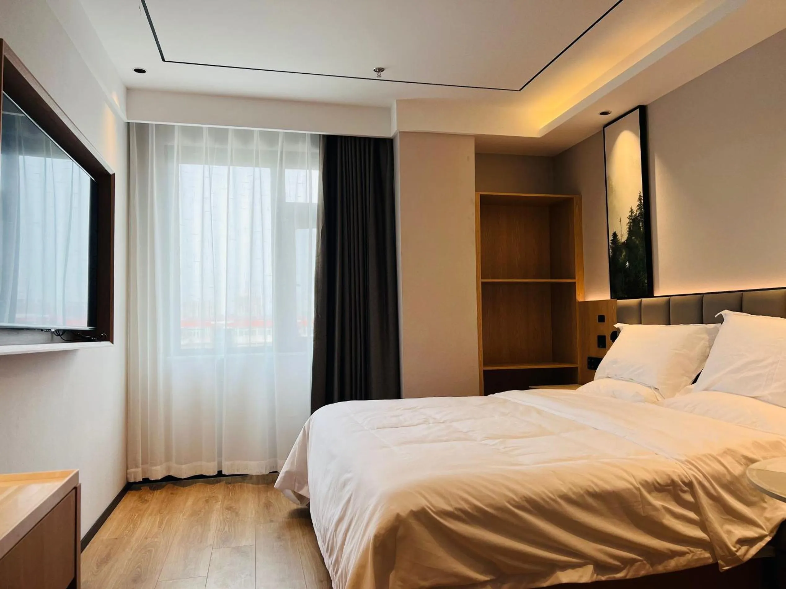 Bed in GreenTree Inn Beijing Shunyi South Shiyuan Street Express Hotel