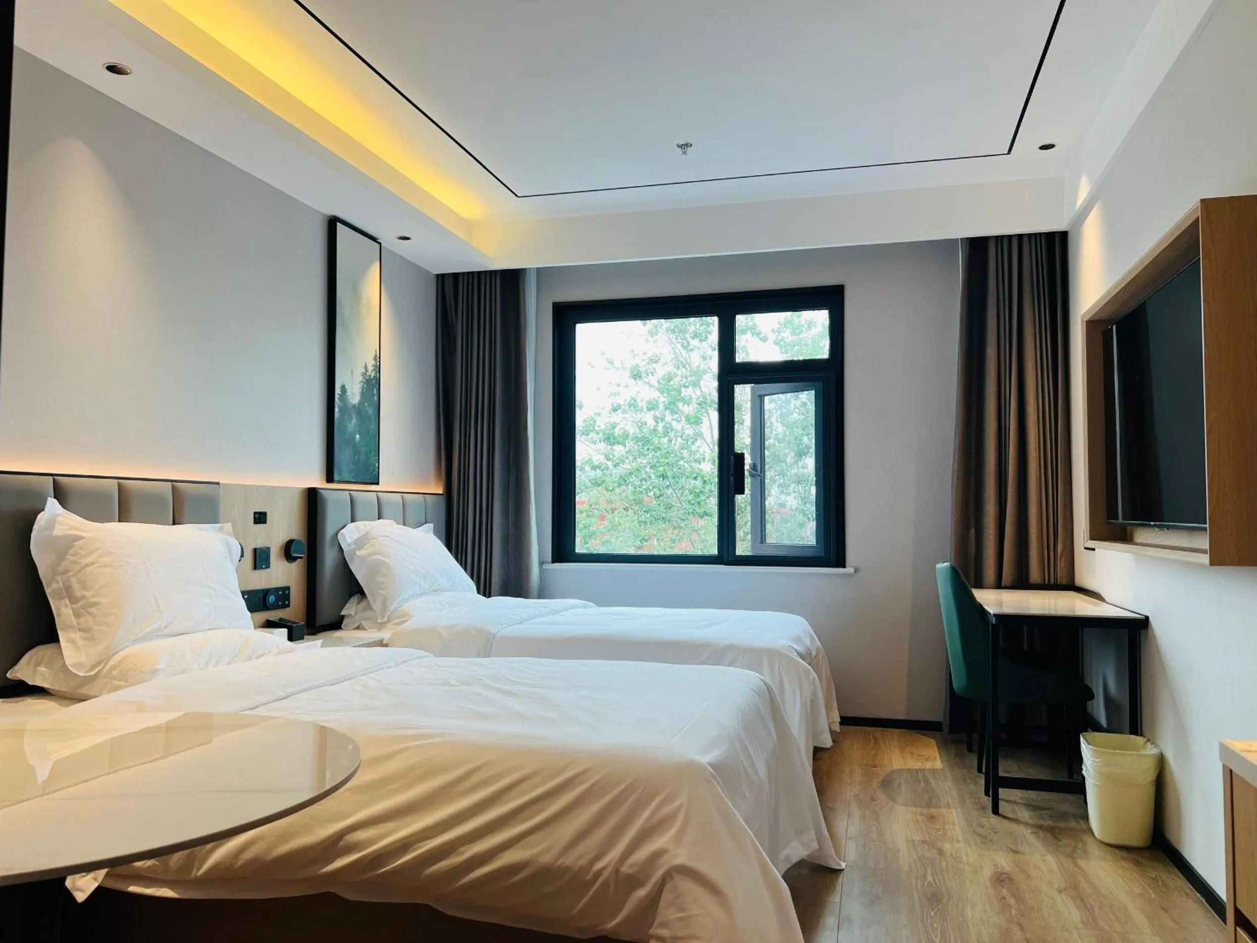 Bed in GreenTree Inn Beijing Shunyi South Shiyuan Street Express Hotel